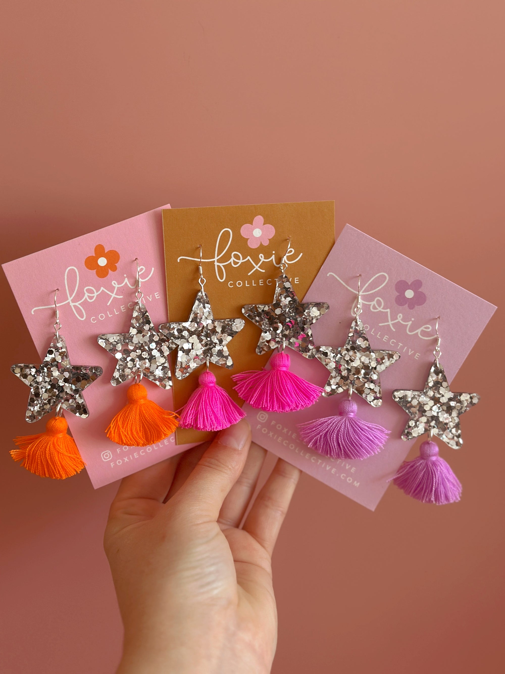 Custom Star Dust Dangles | Silver or Gold | Select Tassel Colour