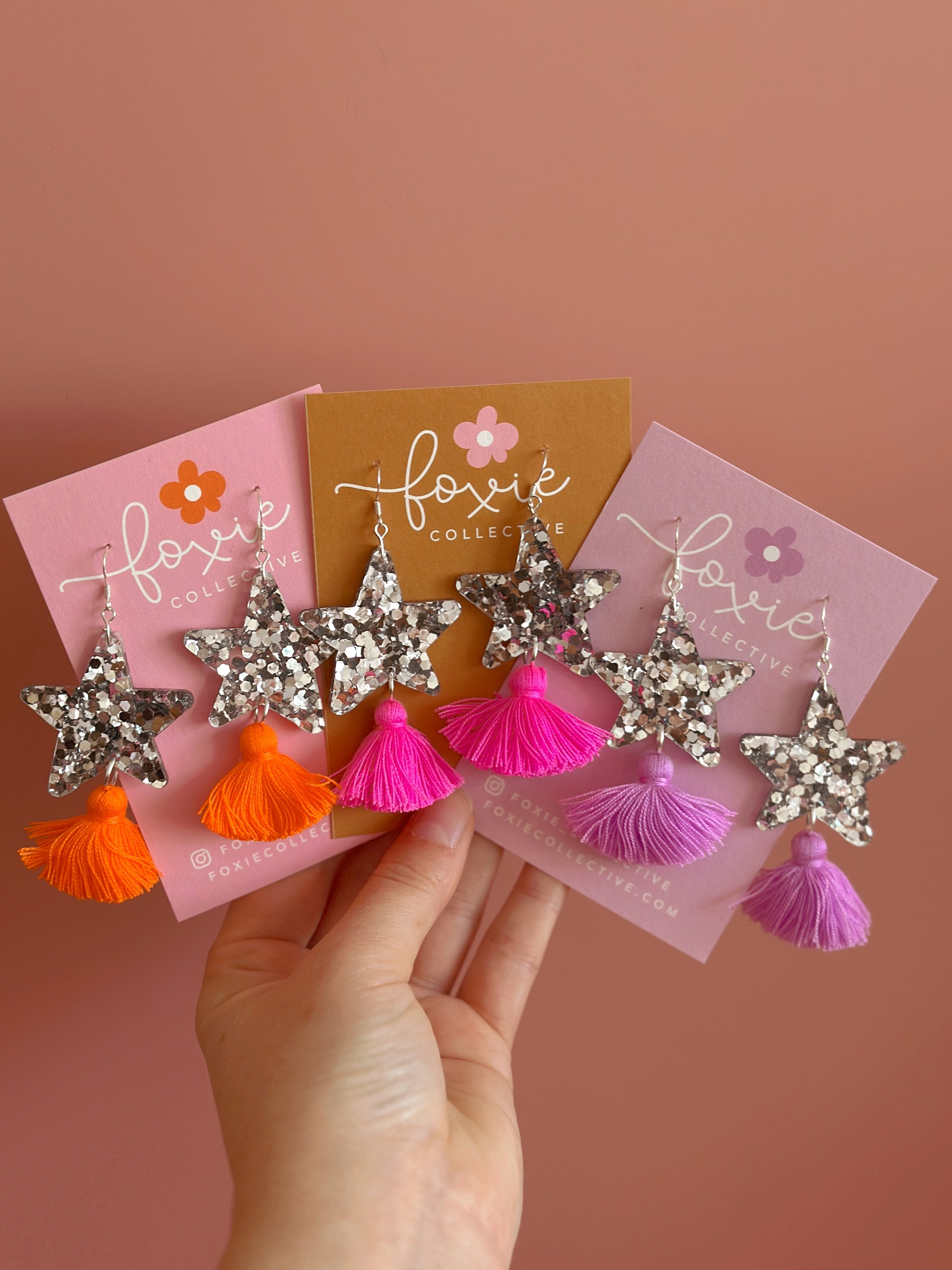 Custom Star Dust Dangles | Silver or Gold | Select Tassel Colour