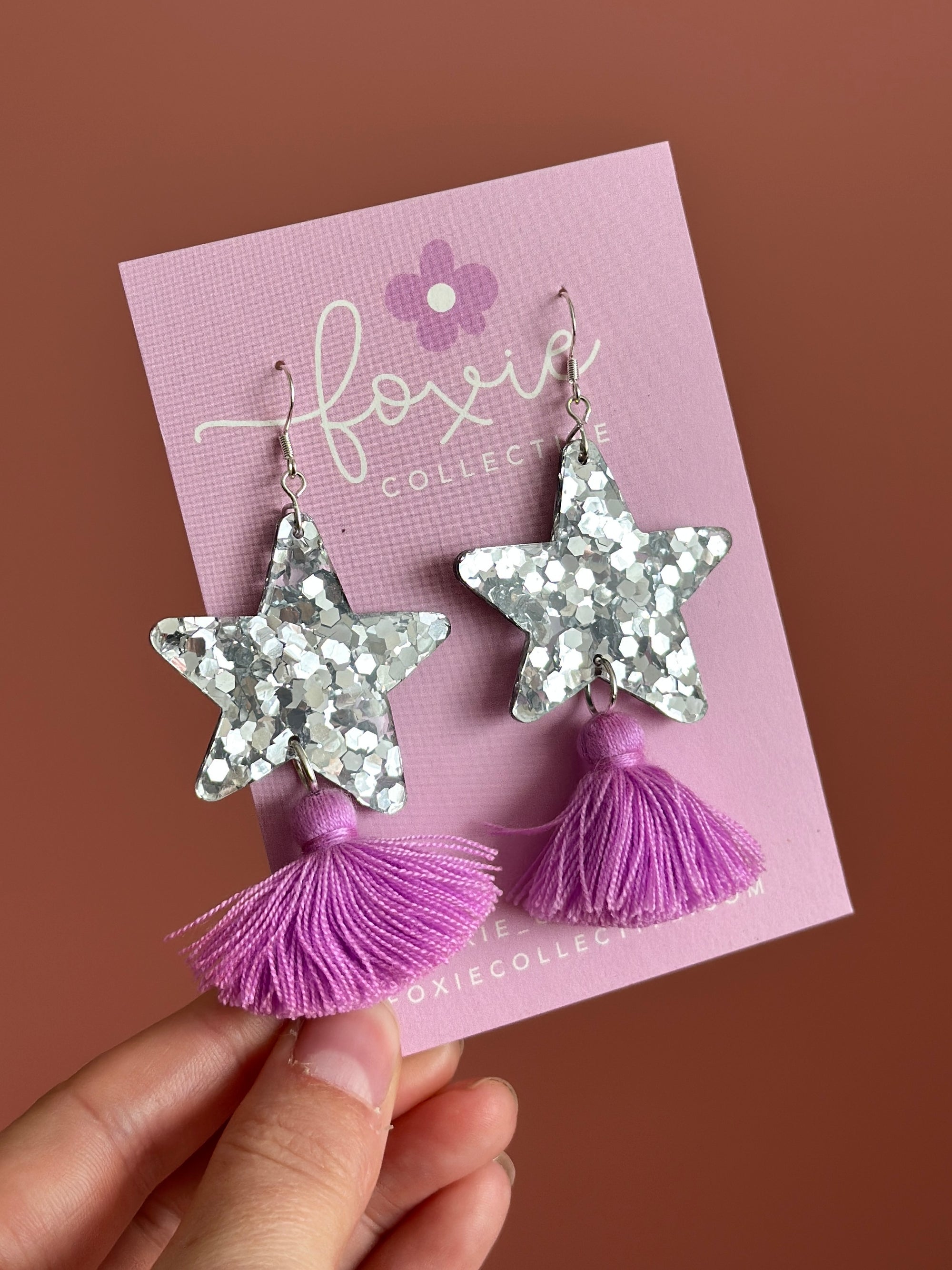 Custom Star Dust Dangles | Silver or Gold | Select Tassel Colour
