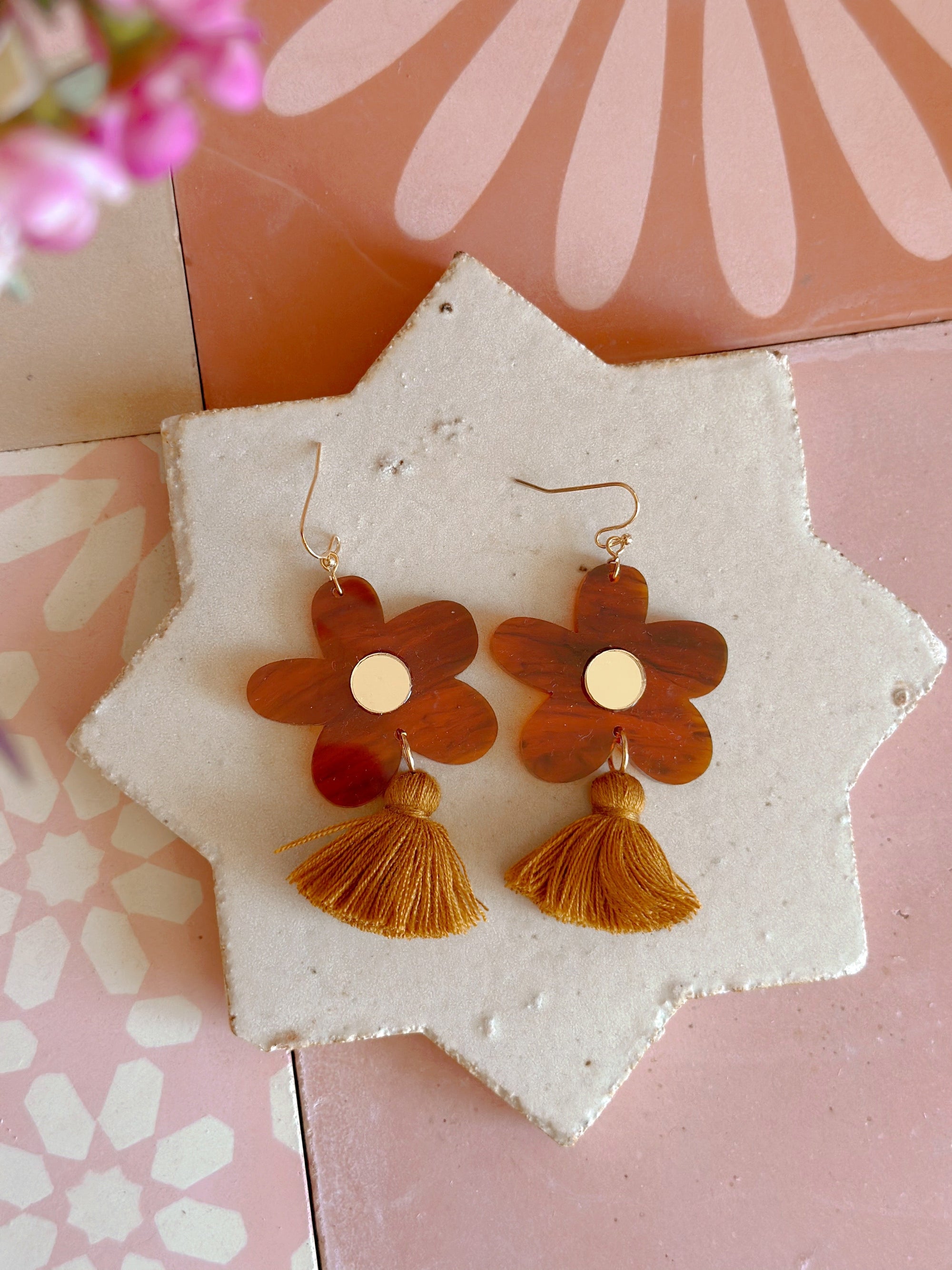 Bella Tassel Dangles | Tort + Tan | WHOLESALE