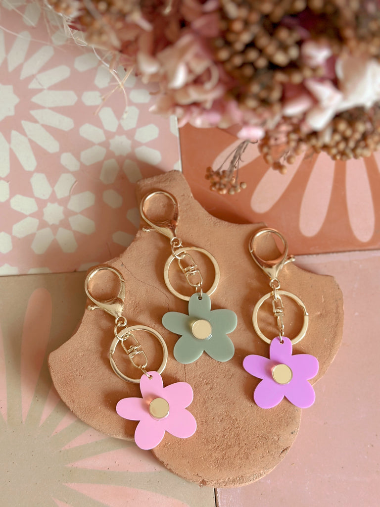 Flower Keyring | Candy Pink + Gold