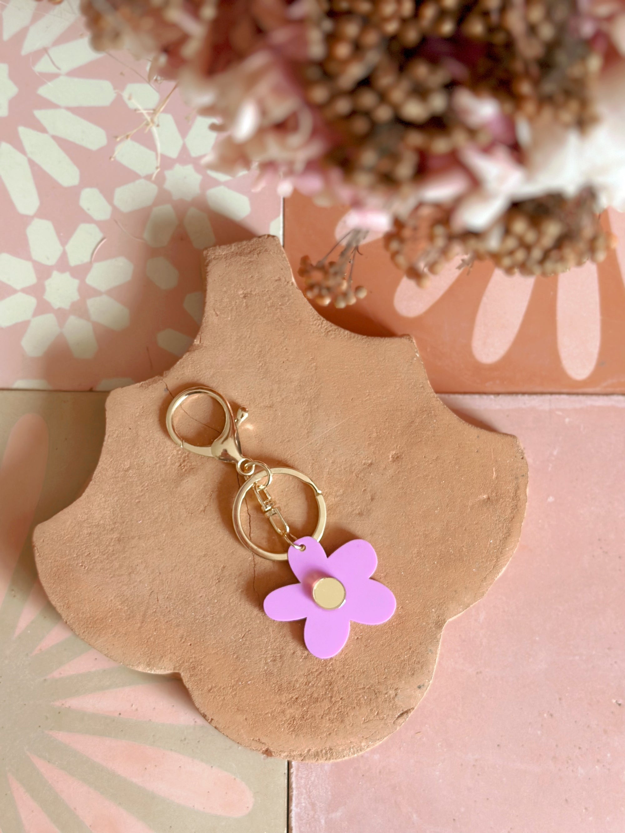 Flower Keyring | Lilac + Gold