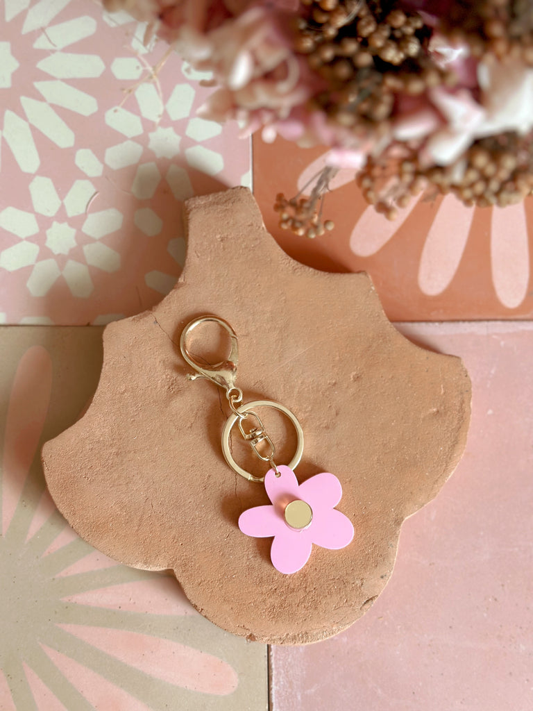 Flower Keyring | Candy Pink + Gold