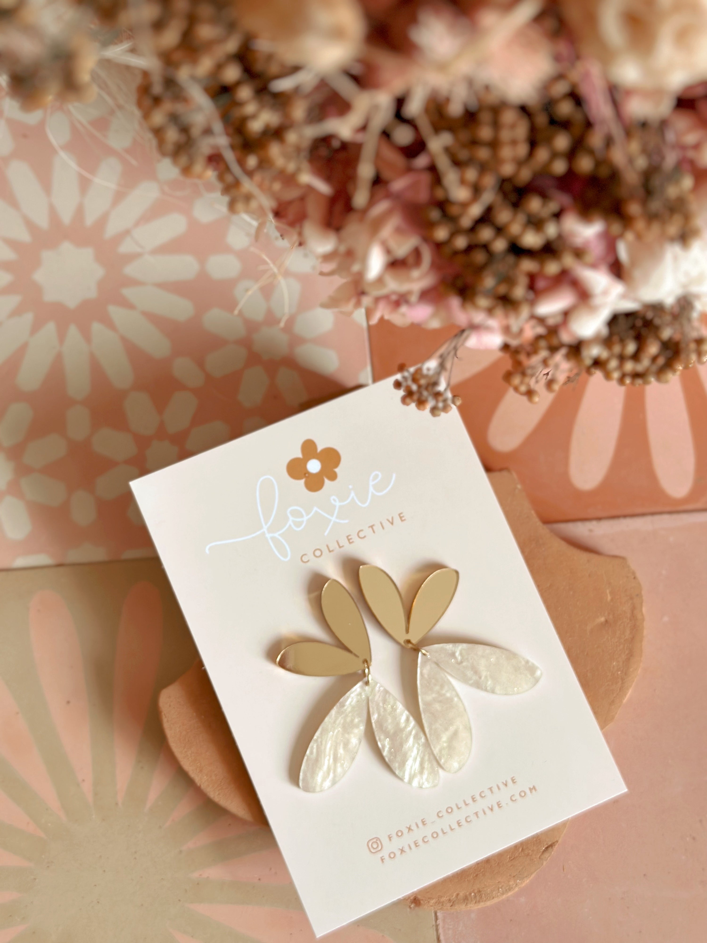 The Love Bug Dangles | Gold + Cream Glitter Swirl