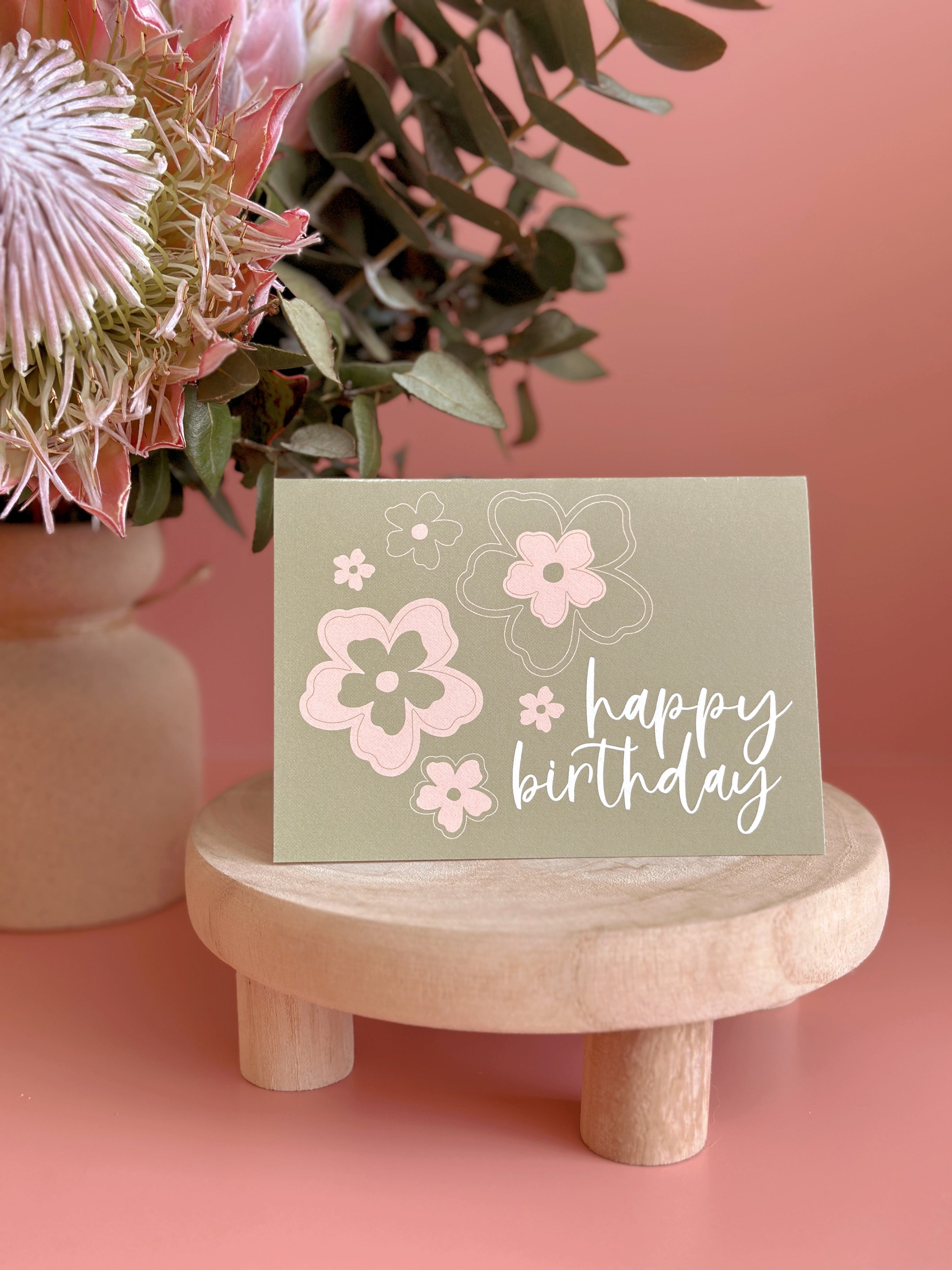 Happy Birthday Card | Sage + Pink