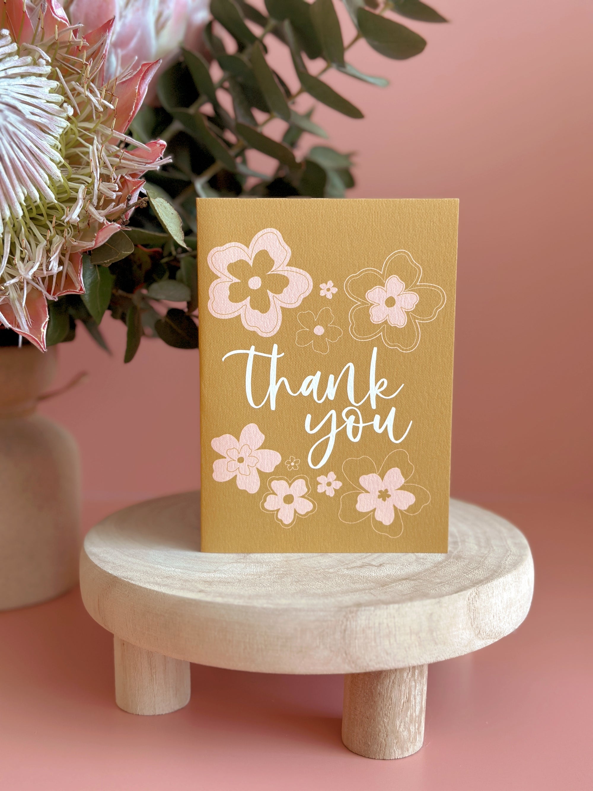 Thank You Card | Mustard + Pink