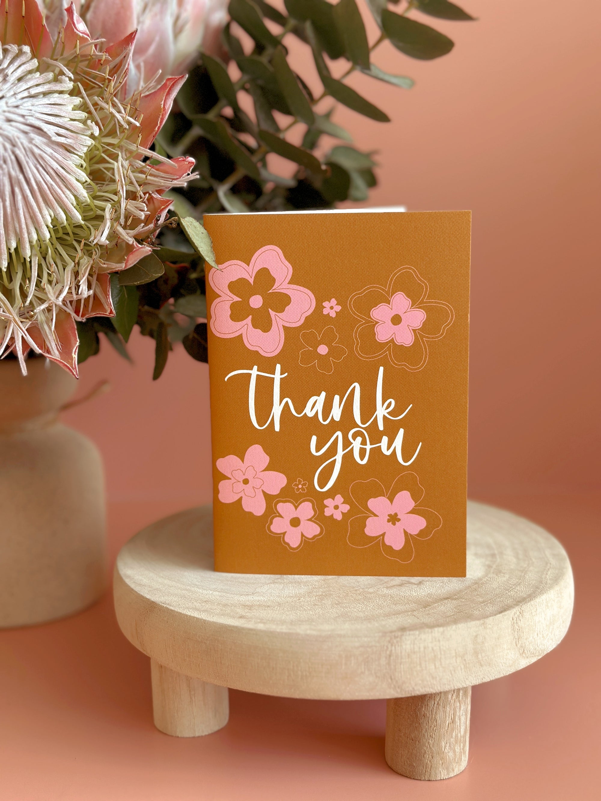 Thank You Card | Tan + Pink