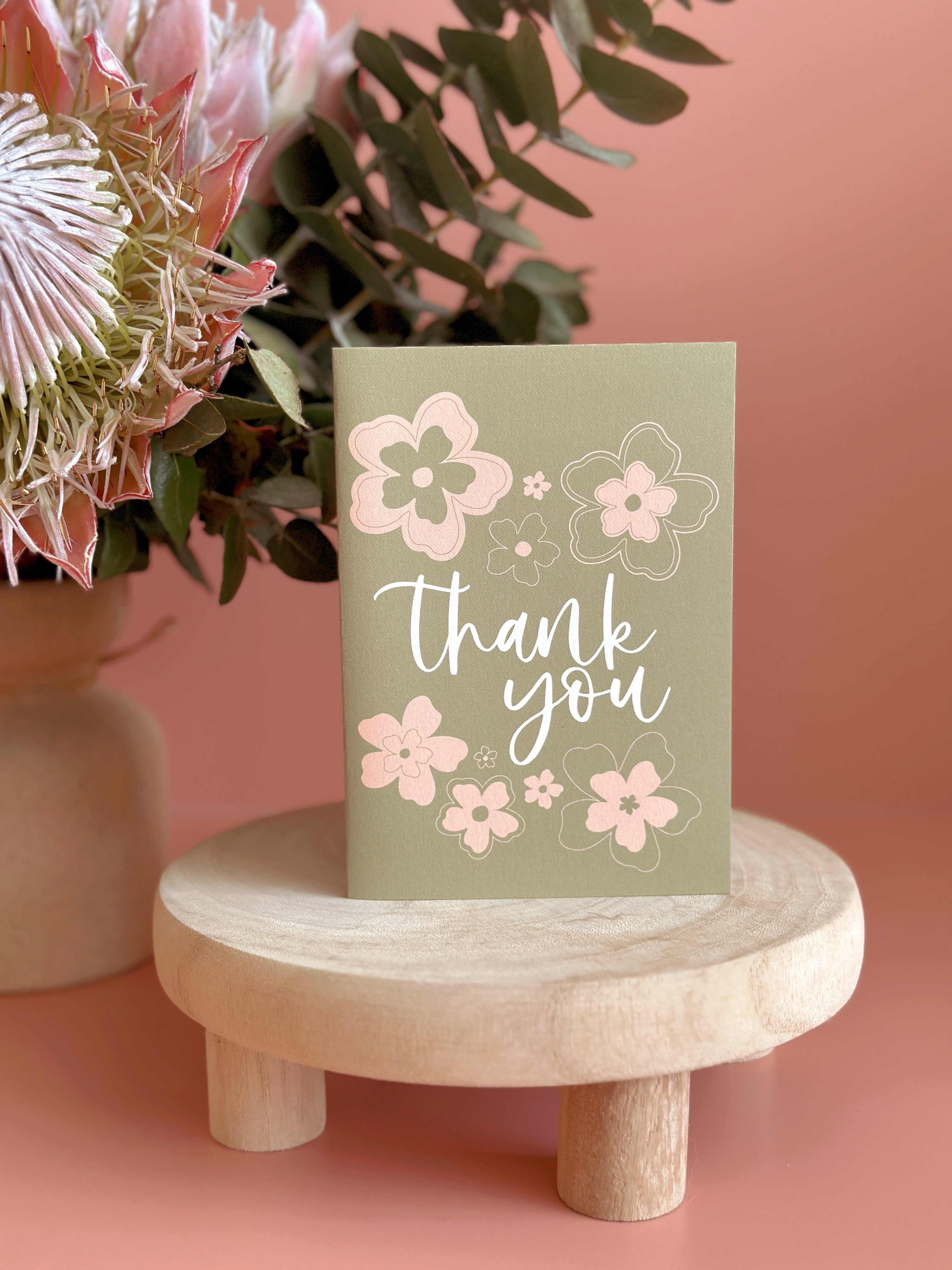 Thank You Cards 10PK | Sage + Pink