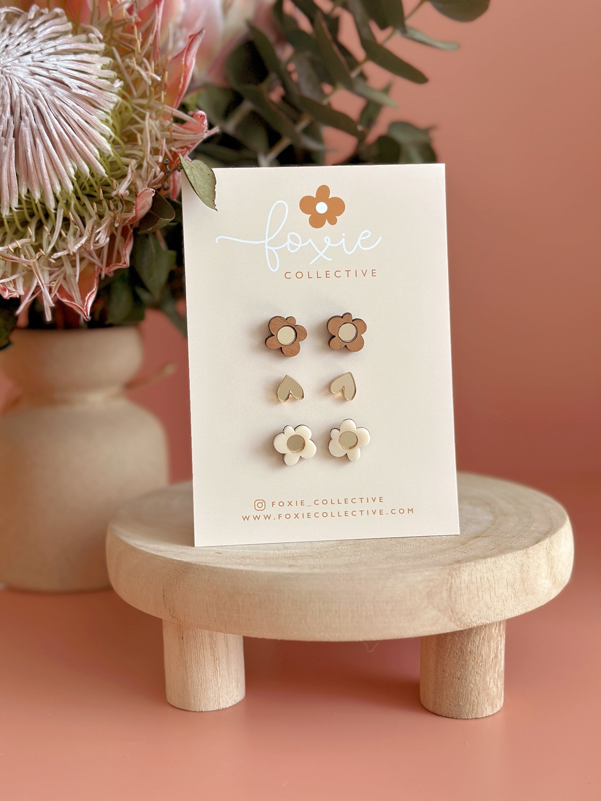 Stud Pack Trio #1 | Cream + Gold