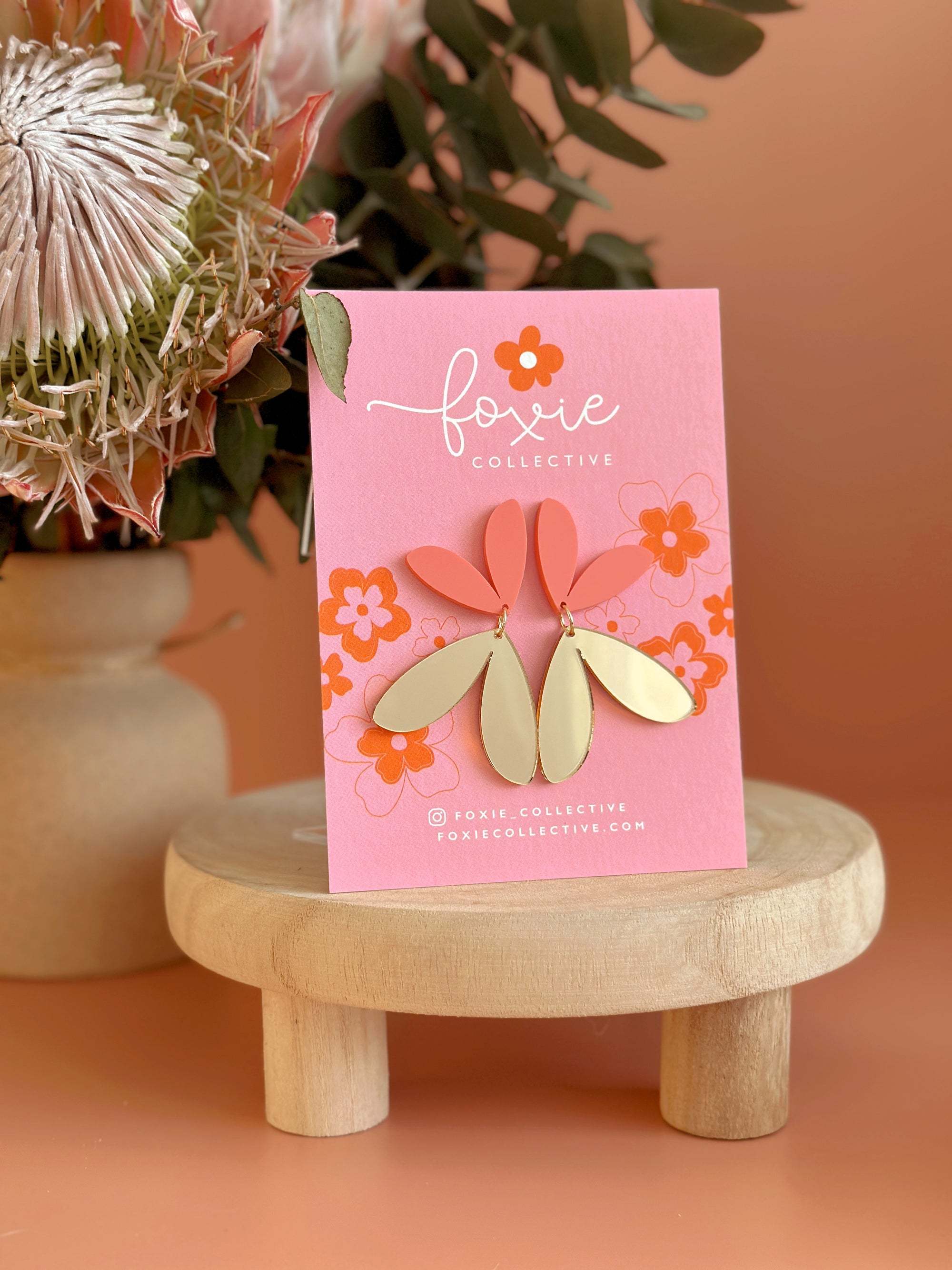The Love Bug Dangles | Pastel Raspberry + Gold