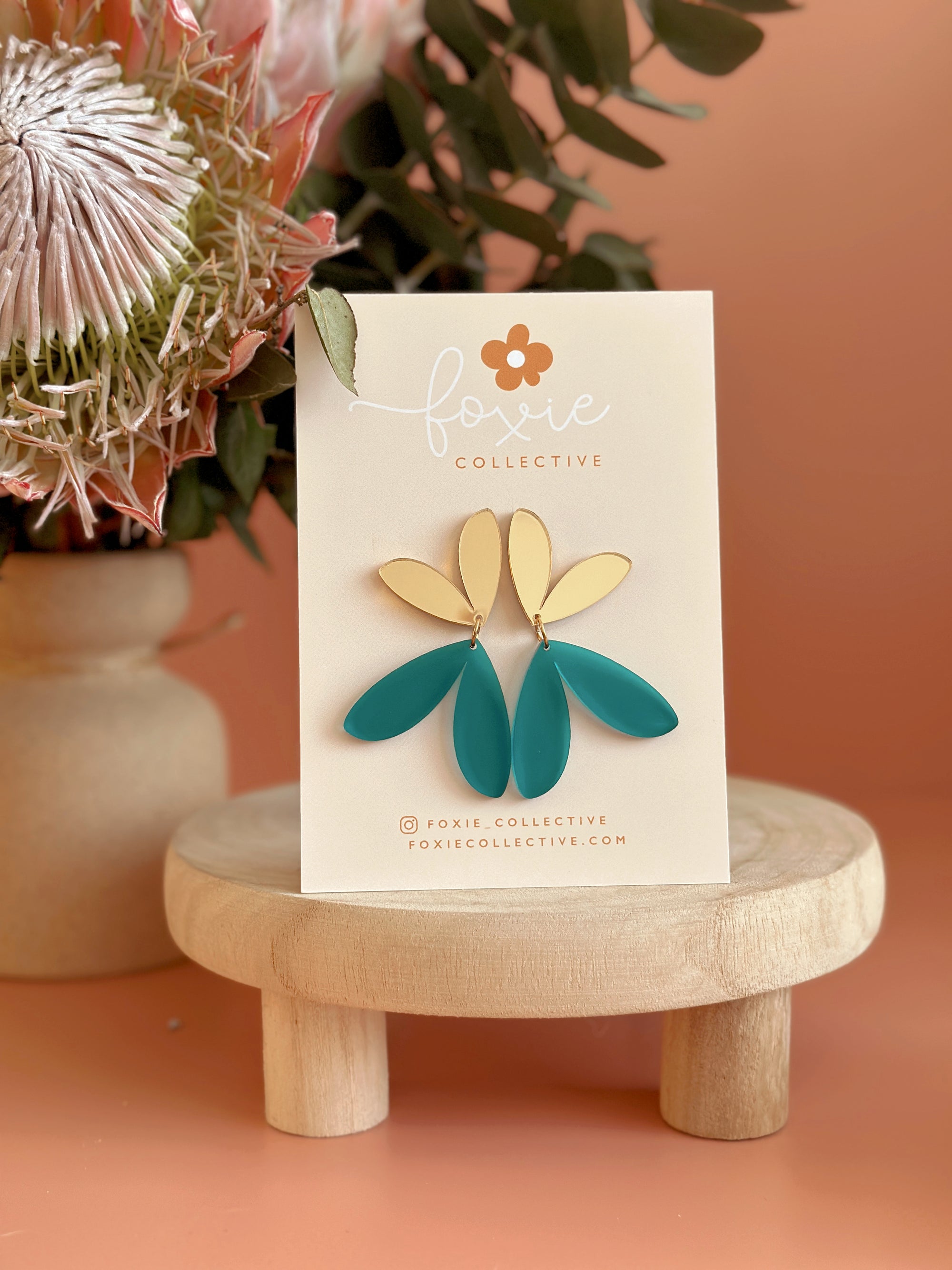 The Love Bug Dangles | Frosted Teal + Gold