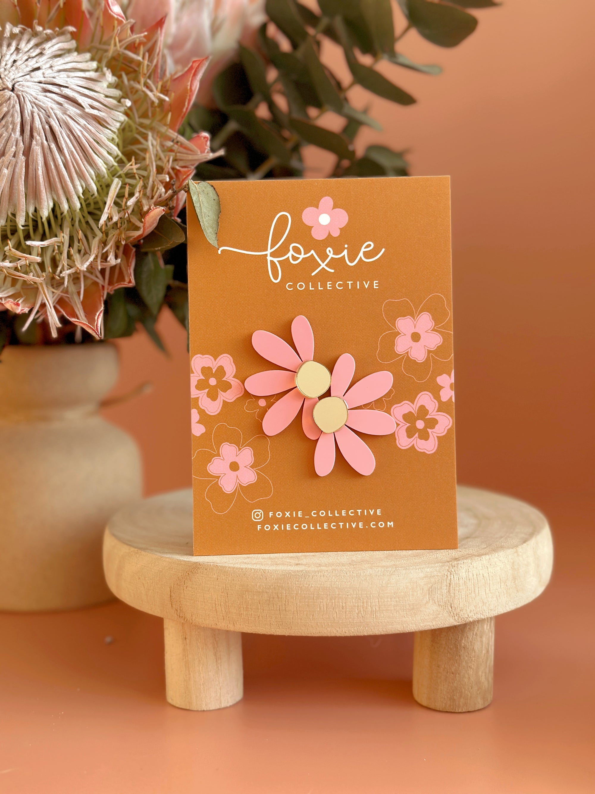 Jumbo Daisy Stud Earrings | Candy Pink + Gold