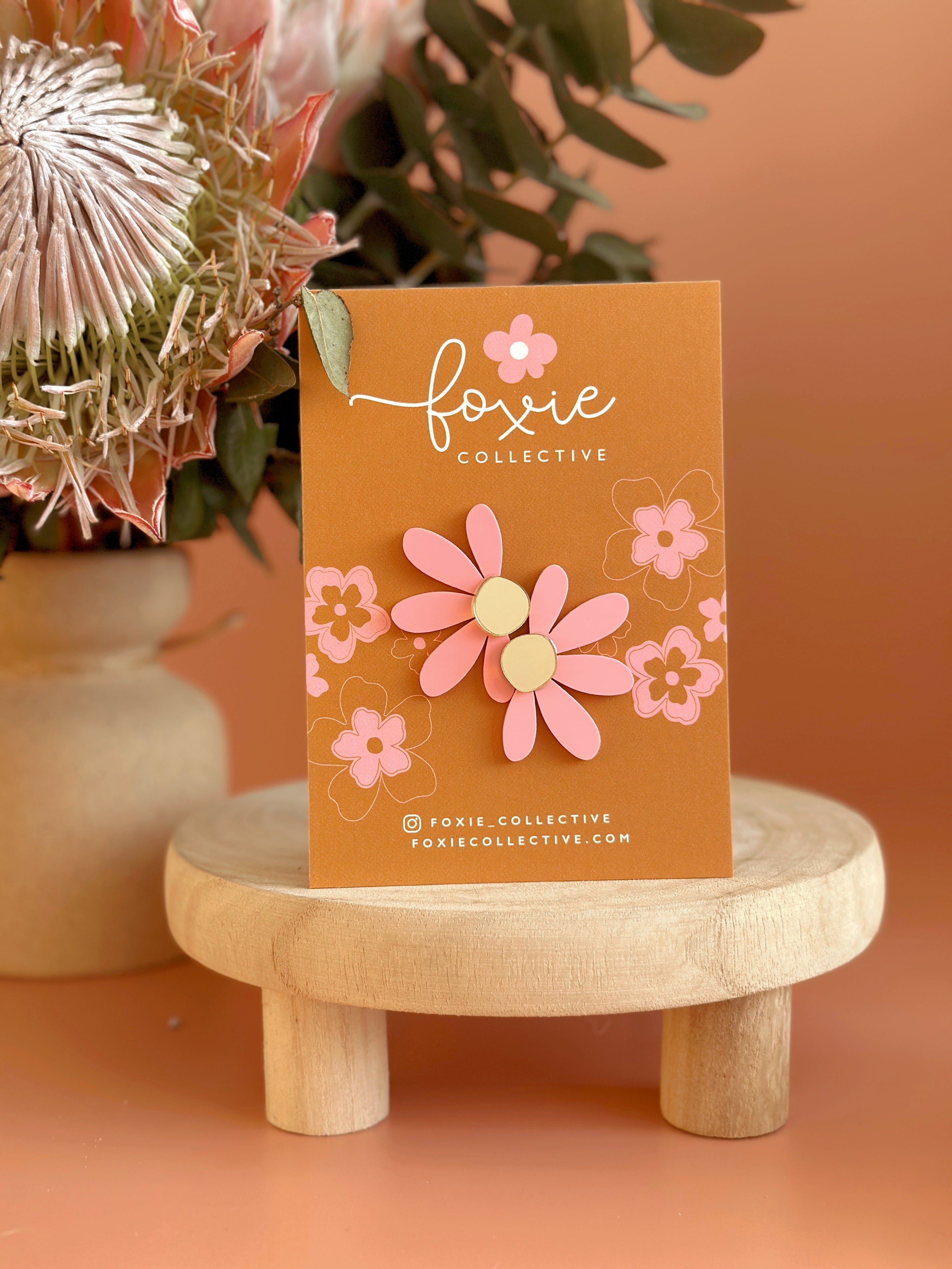 Jumbo Daisy Stud Earrings | Candy Pink + Gold