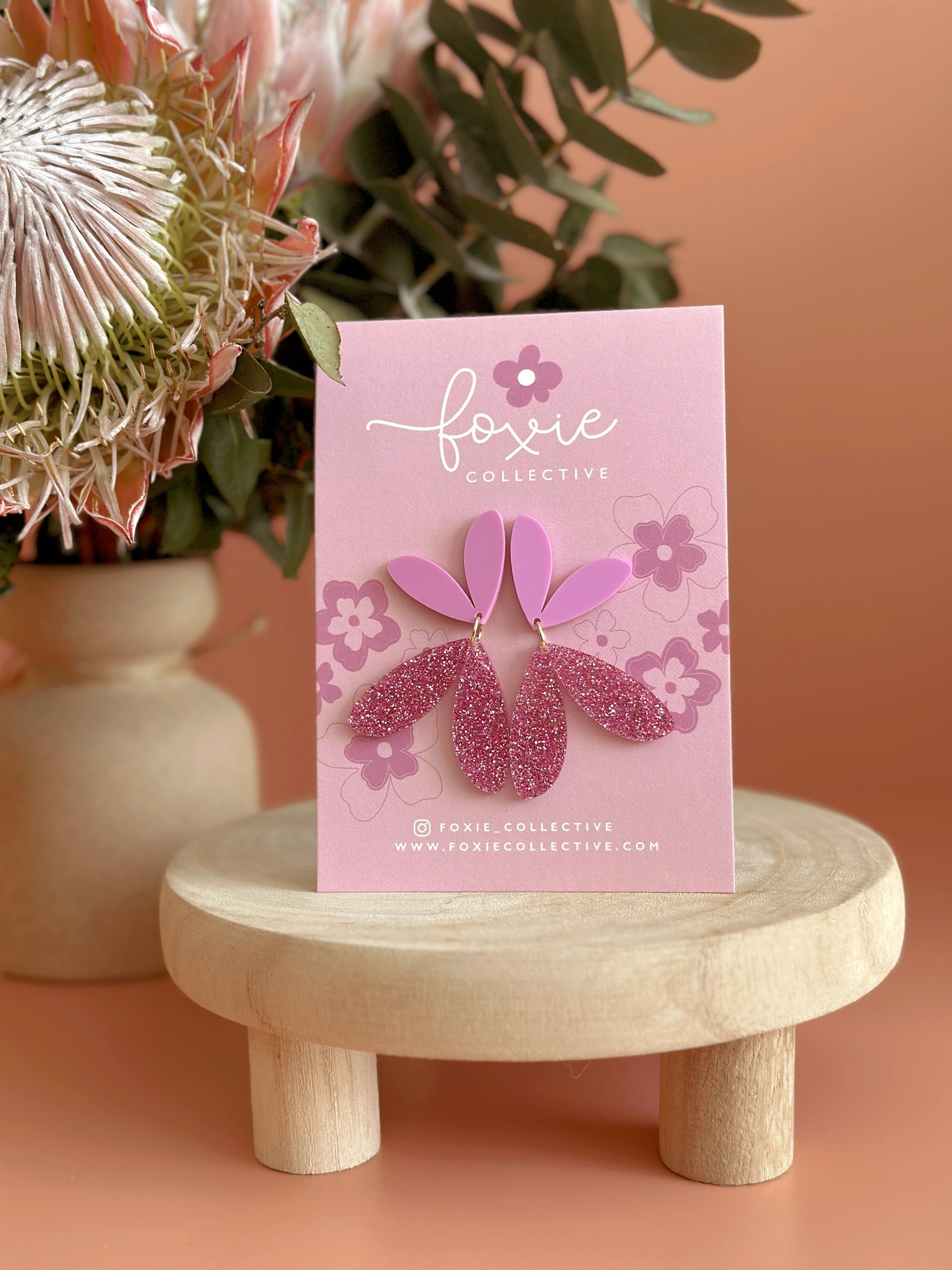 The Love Bug Dangles | Lilac + Pink Glitter