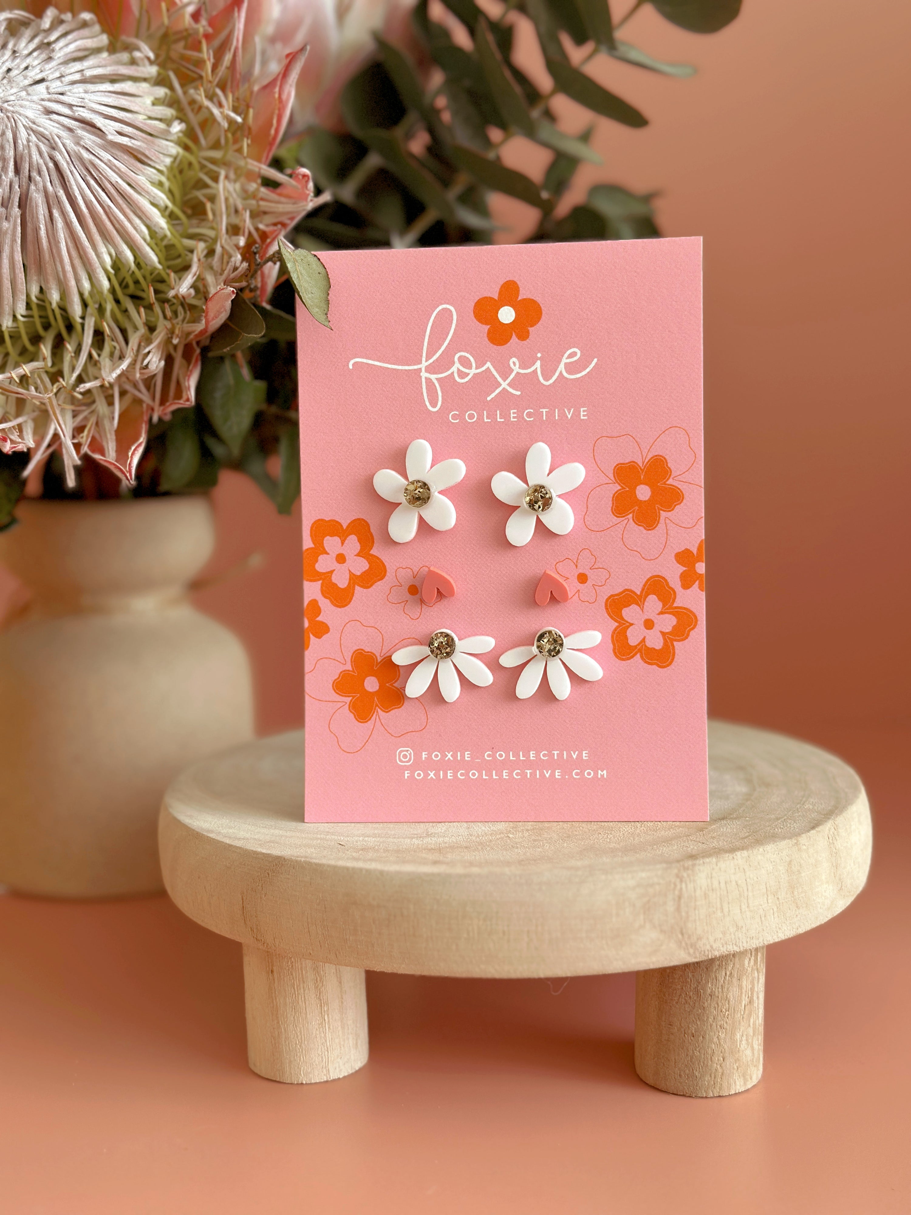 Stud Pack Trio | White + Pink + Gold Sparkle