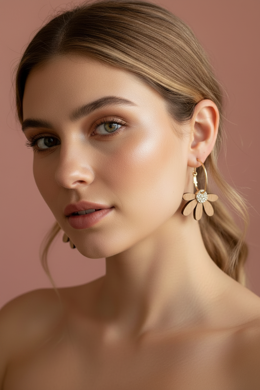 Jumbo Daisy Hoop Earrings | Cherrywood + Gold Glitter