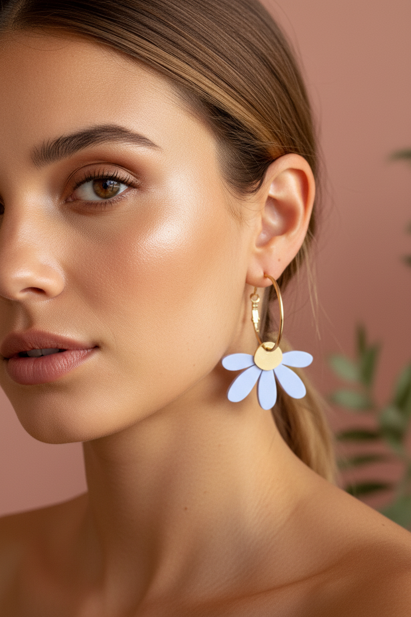 Jumbo Daisy Hoop Earrings | Periwinkle + Gold