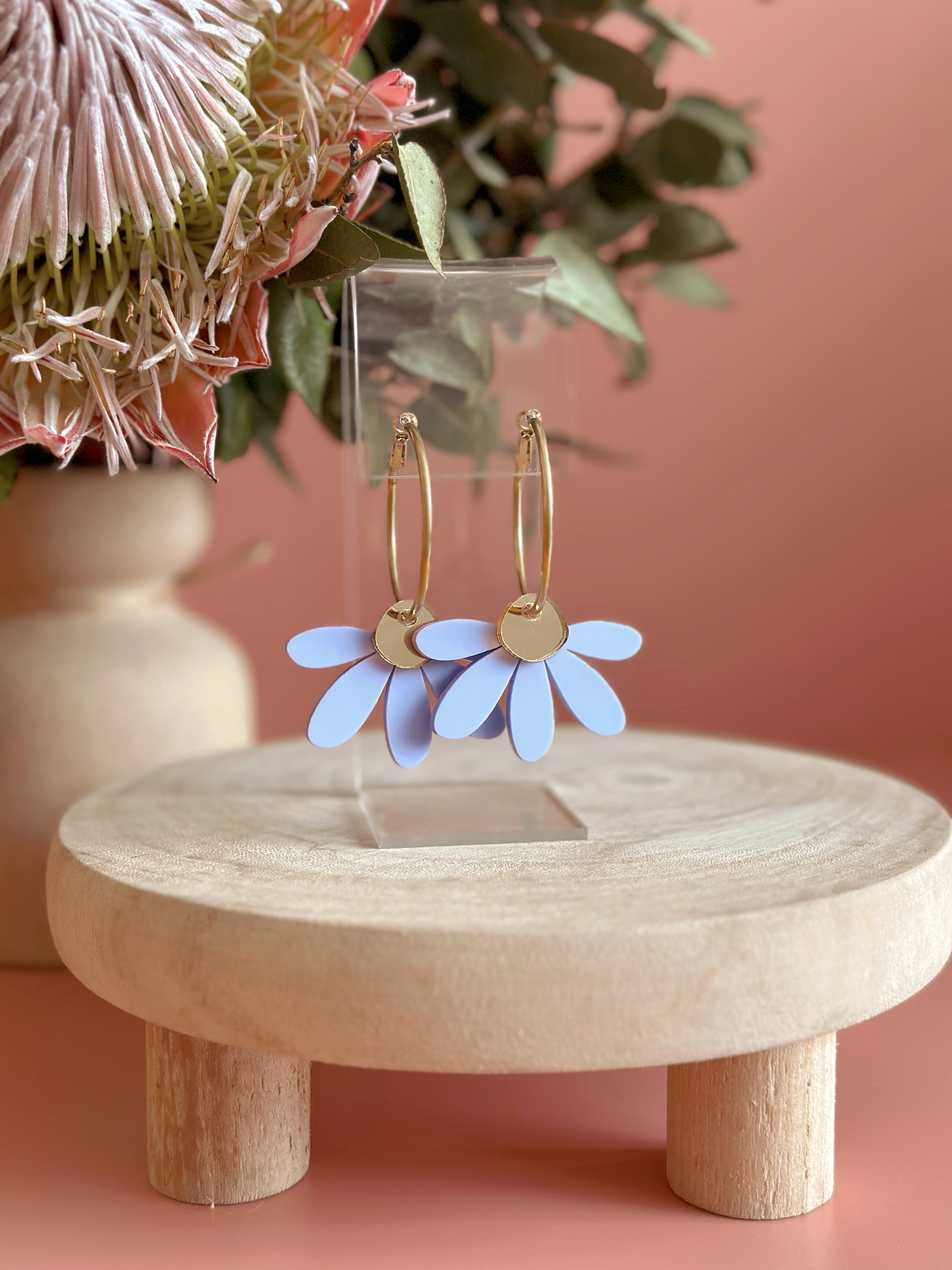 Jumbo Daisy Hoop Earrings | Periwinkle + Gold