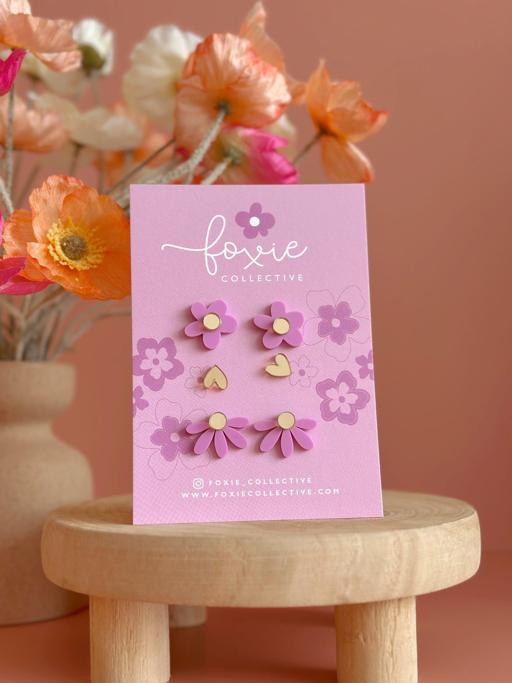 Stud Pack Trio | Lilac + Gold