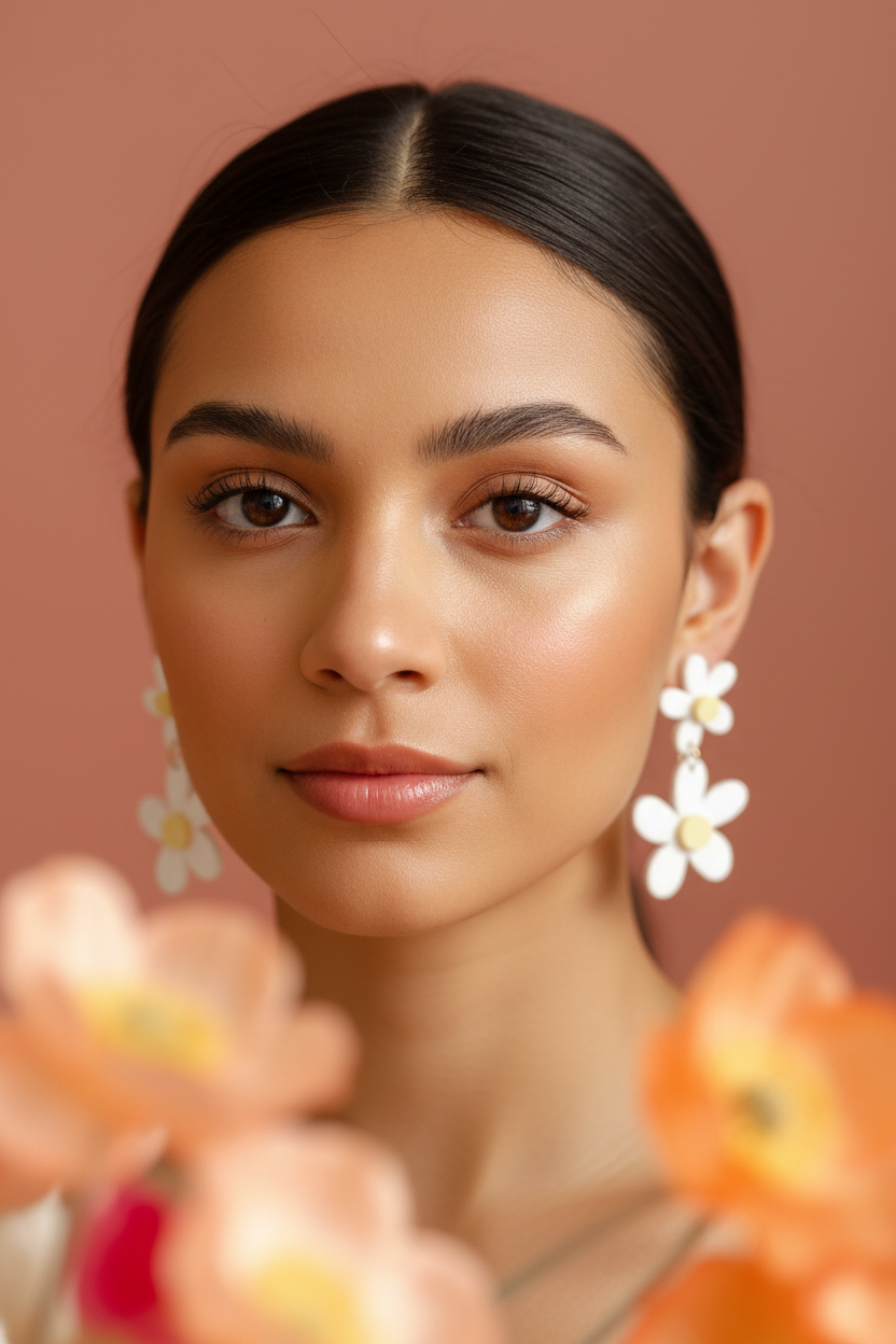 Double Daisy Dangles | Matte White + Yellow