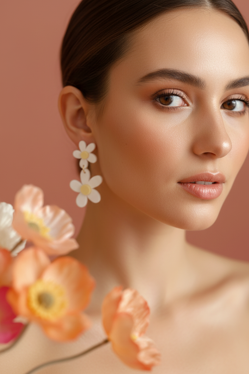 Double Daisy Dangles | Matte White + Yellow