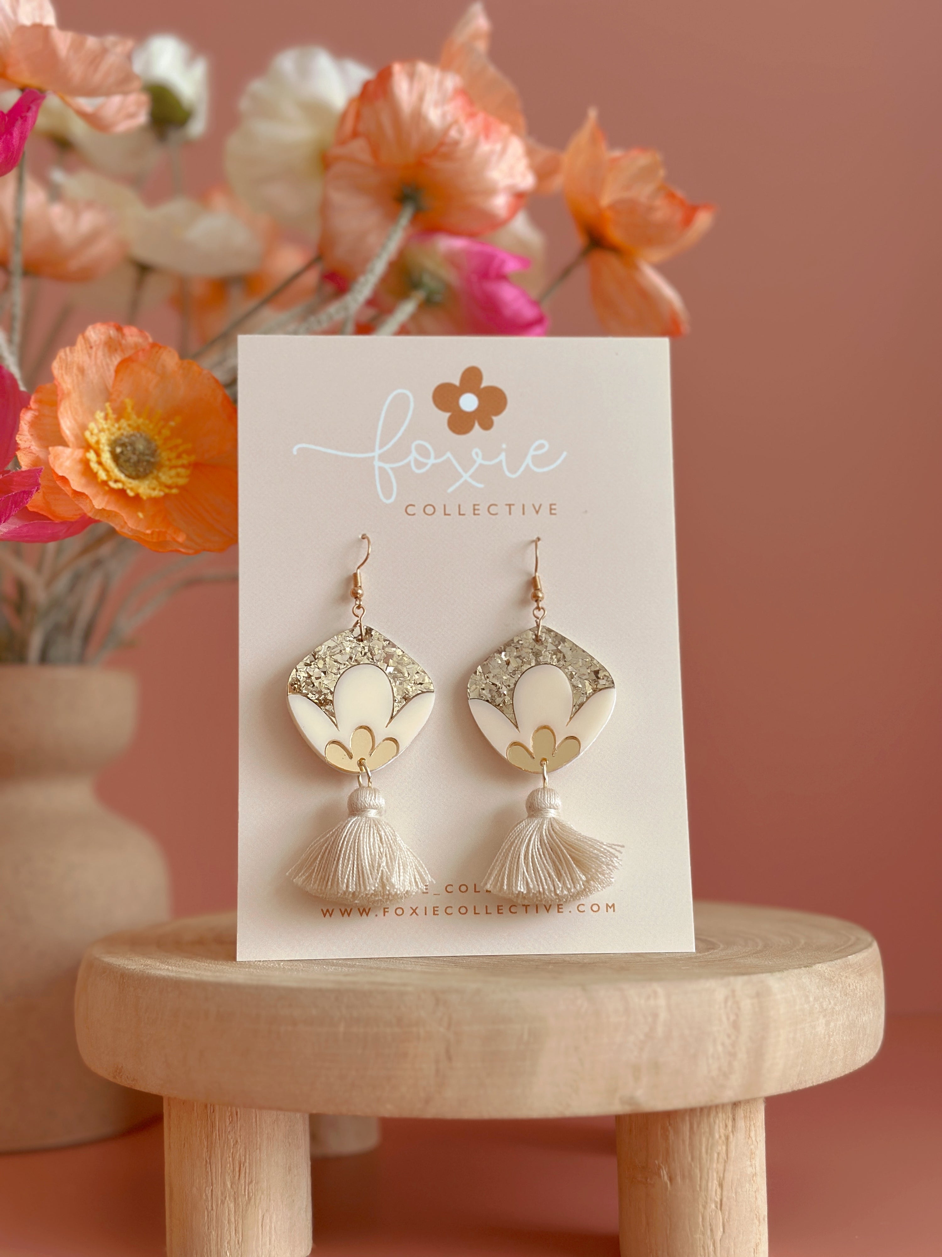 Disco Bloom Dangles | Cream + Gold