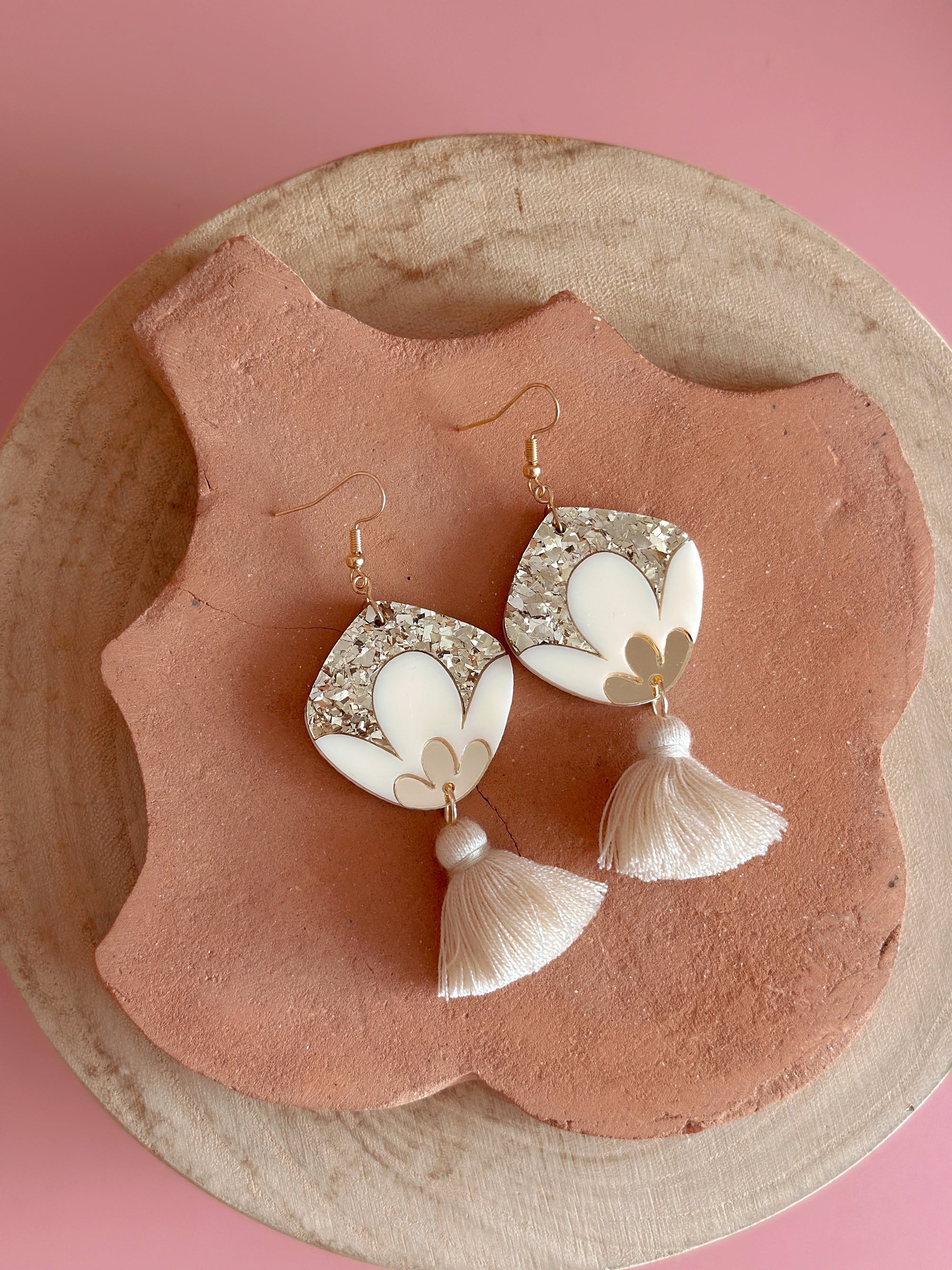 Disco Bloom Dangles | Cream + Gold