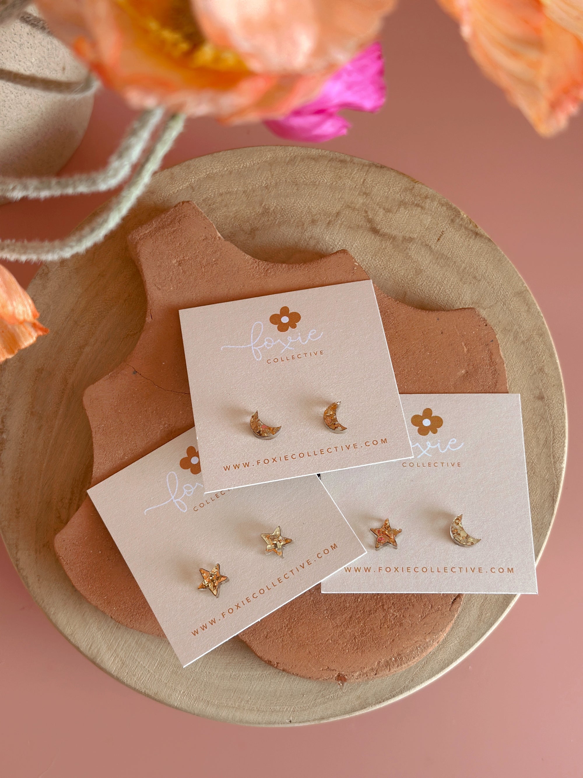 Star + Moon Studs | Select Colour