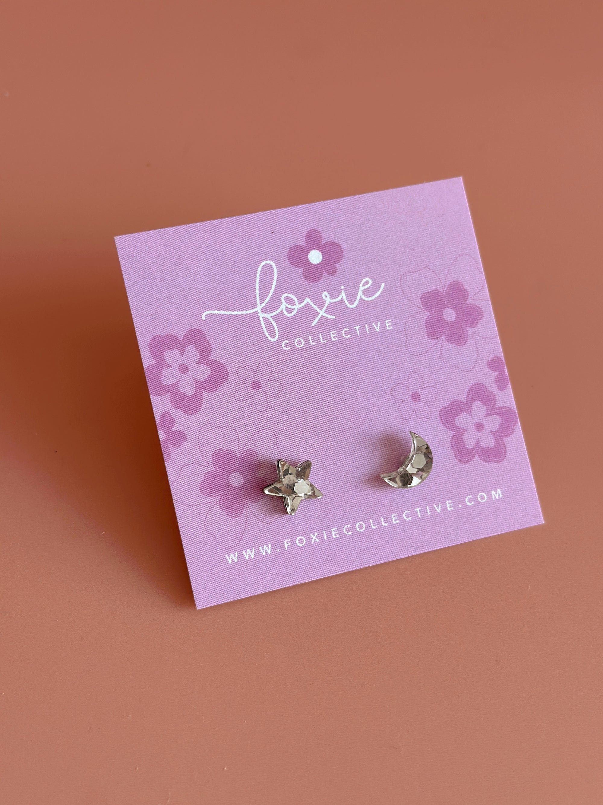 Star + Moon Studs | Select Colour
