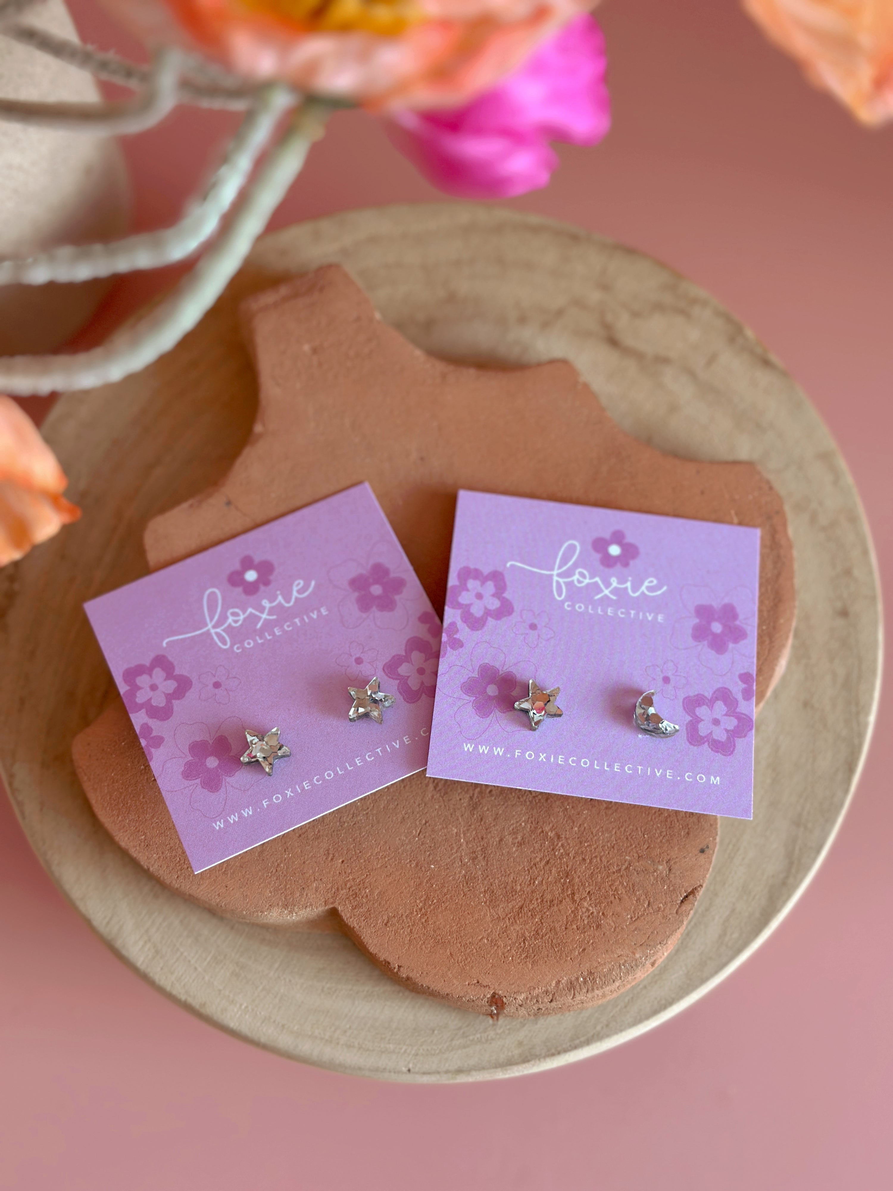 Star + Moon Studs | Select Colour