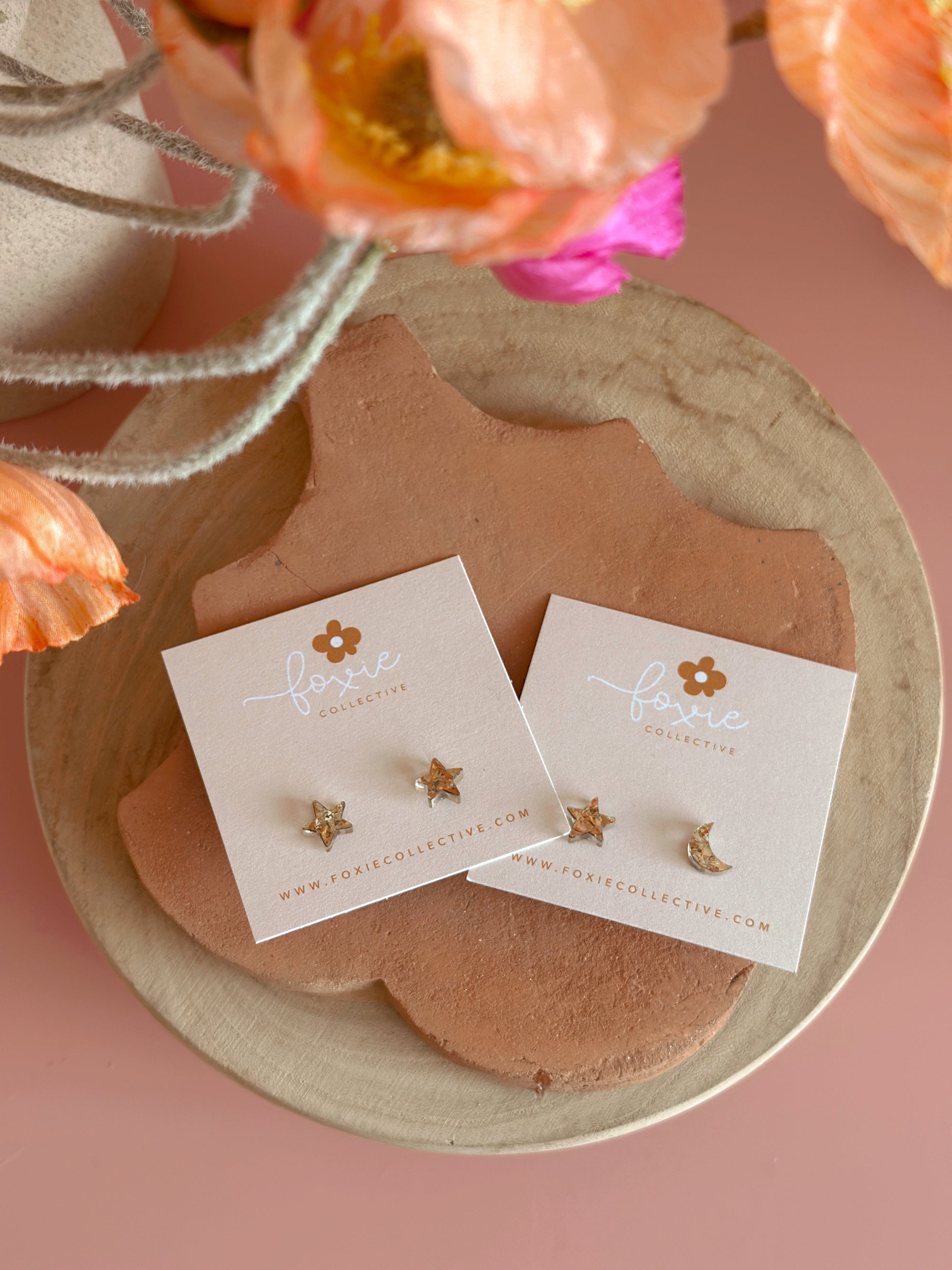Star + Moon Studs | Select Colour