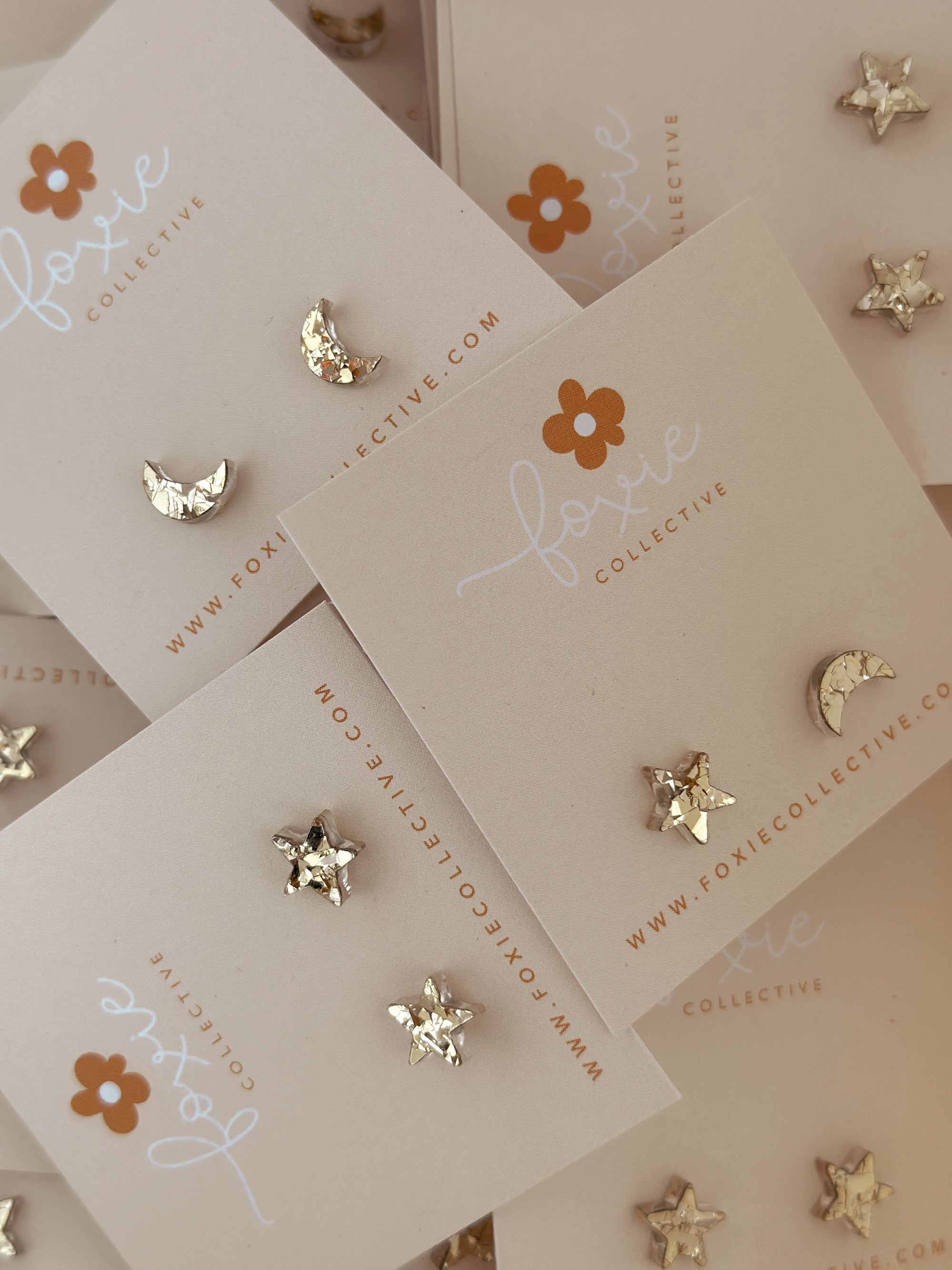 Star + Moon Studs | Select Colour