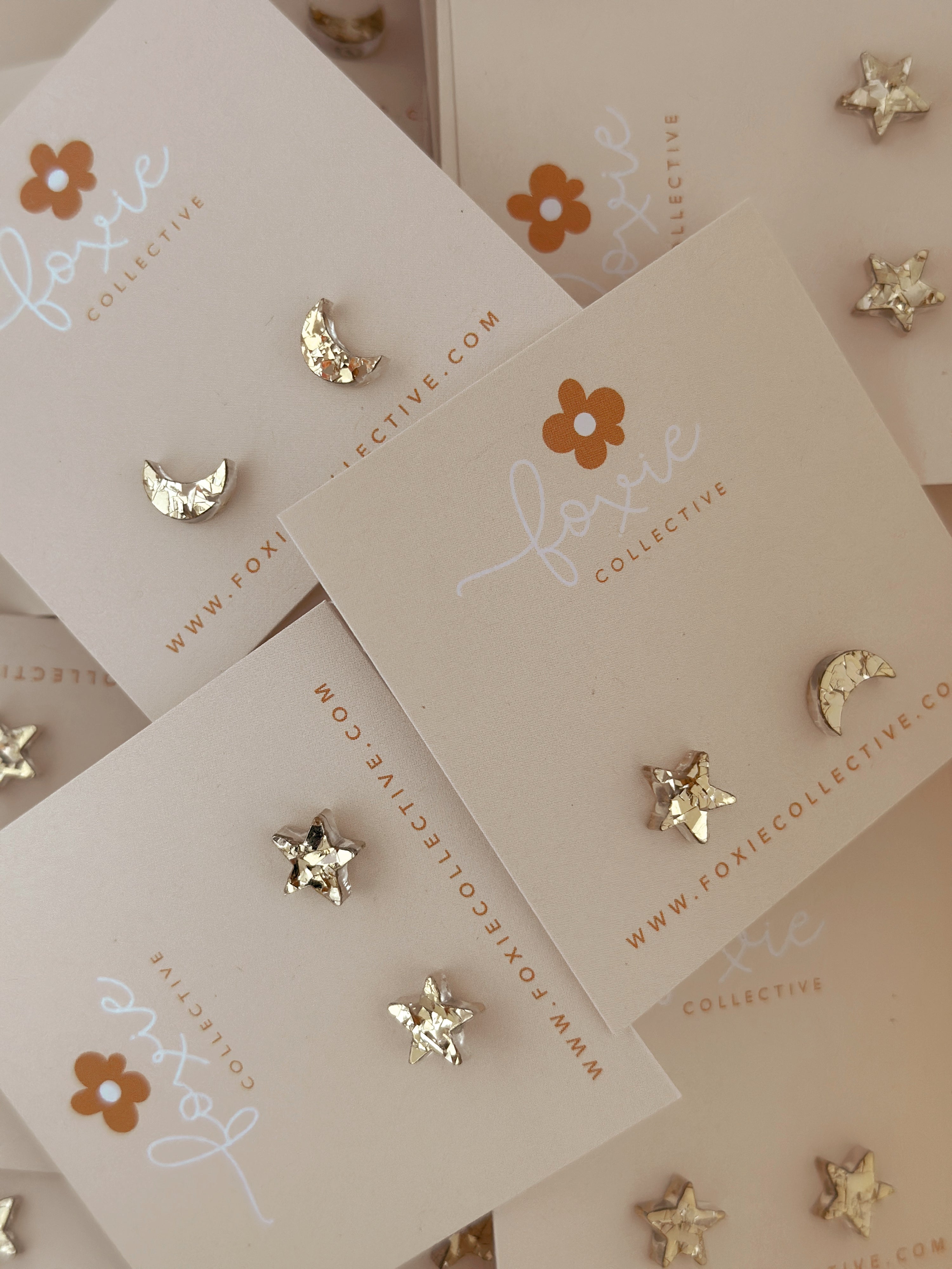 Star + Moon Studs | Select Colour