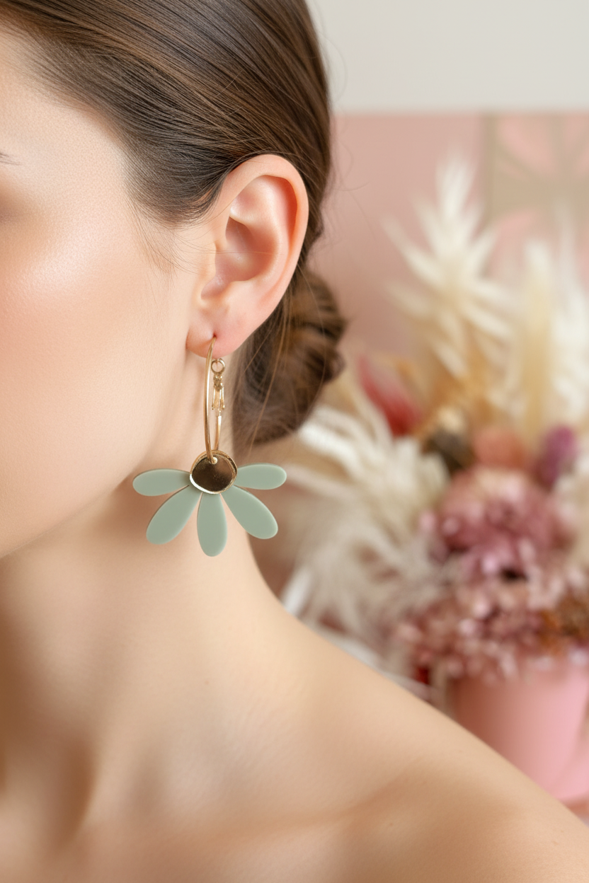 Jumbo Daisy Hoop Earrings | Sage + Gold