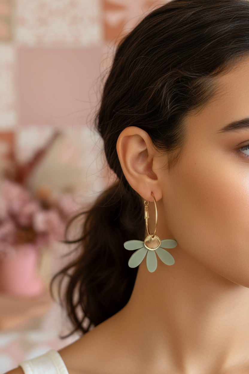 Jumbo Daisy Hoop Earrings | Sage + Gold