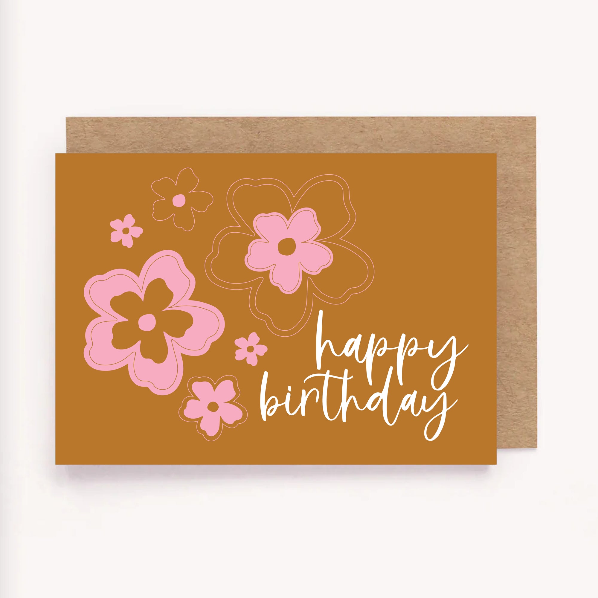 Happy Birthday Card | Tan + Pink