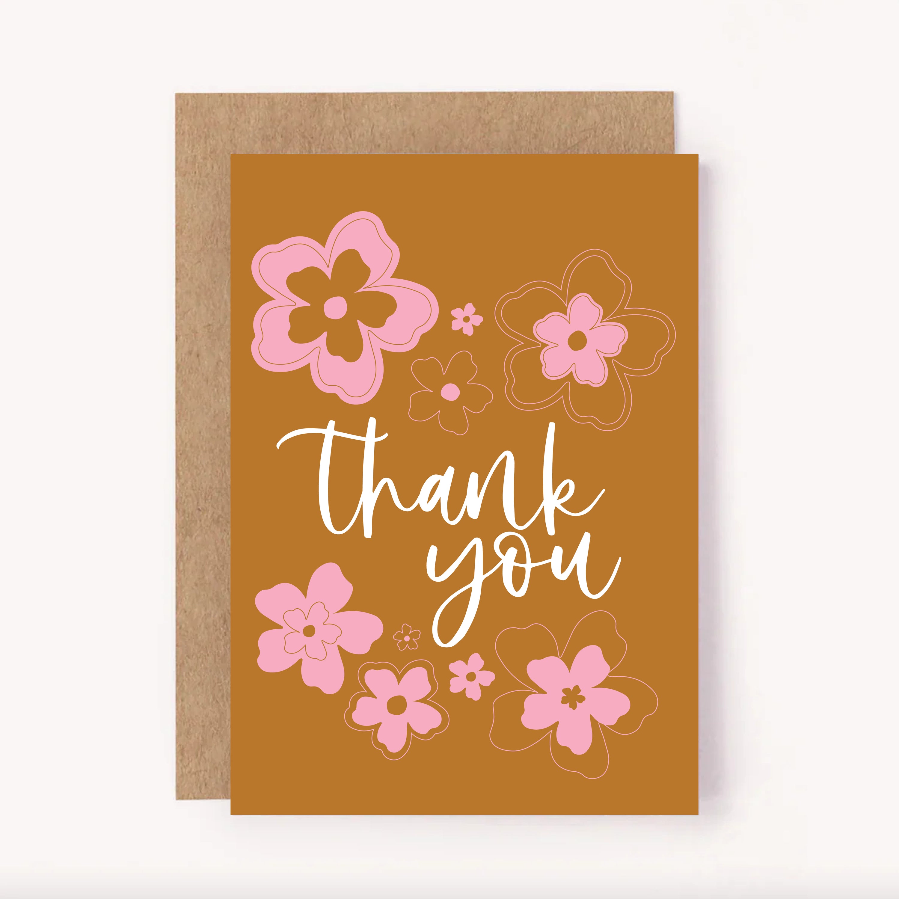 Thank You Card | Tan + Pink