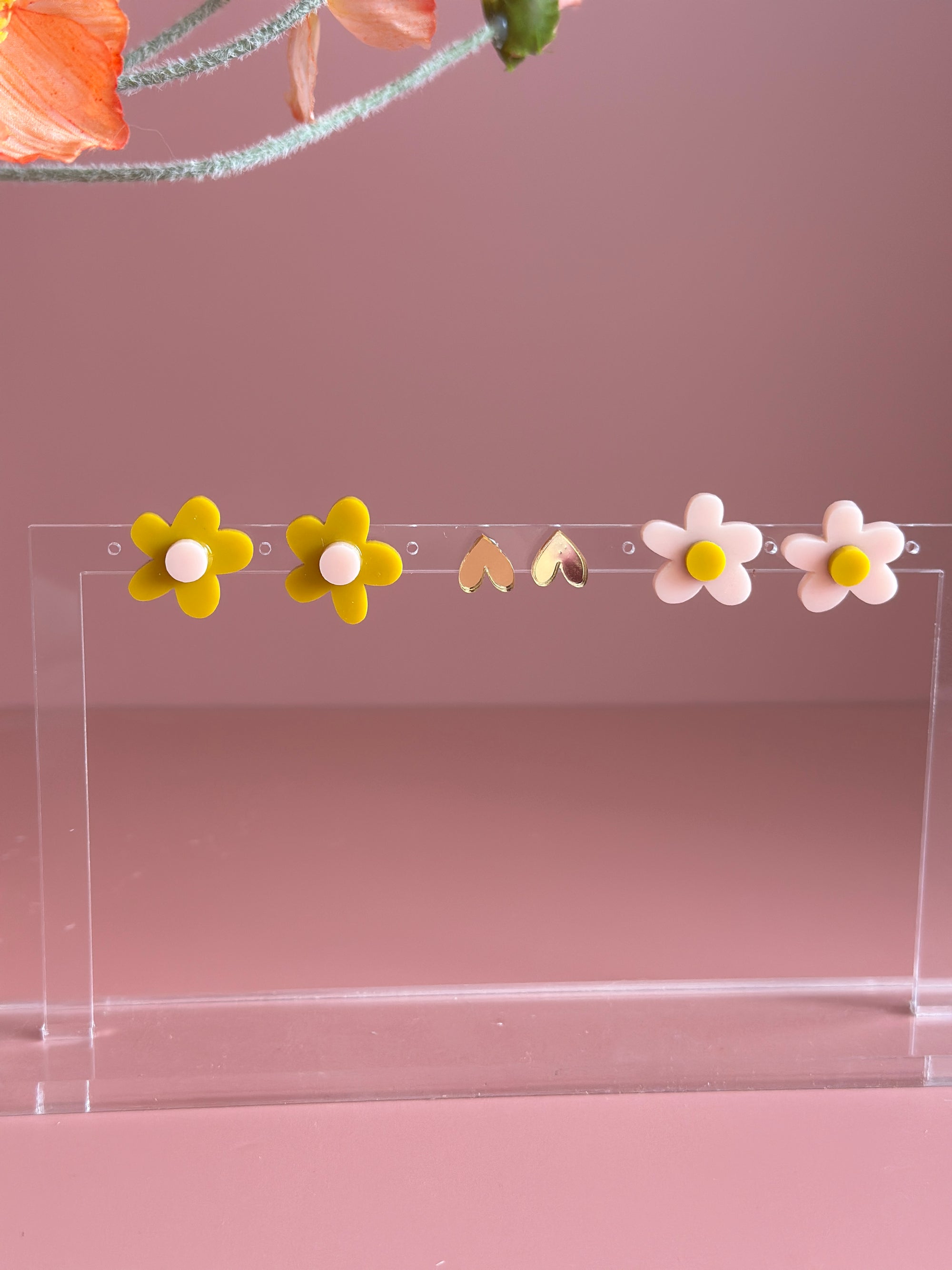 Stud Pack Trio | Mustard + Pale Pink