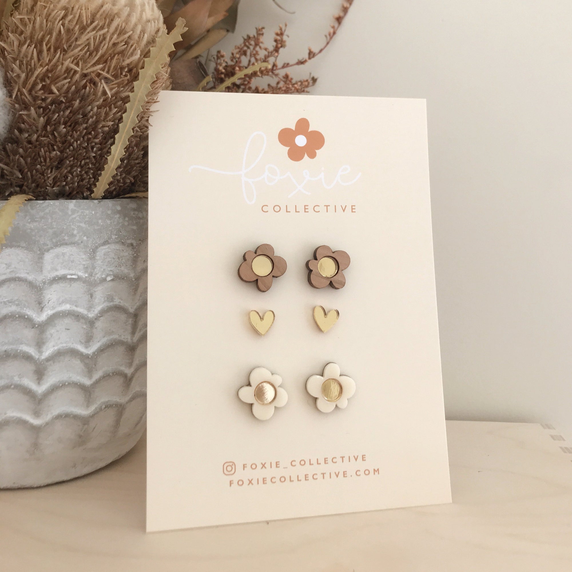 Stud Pack Trio #1 | Cream + Gold