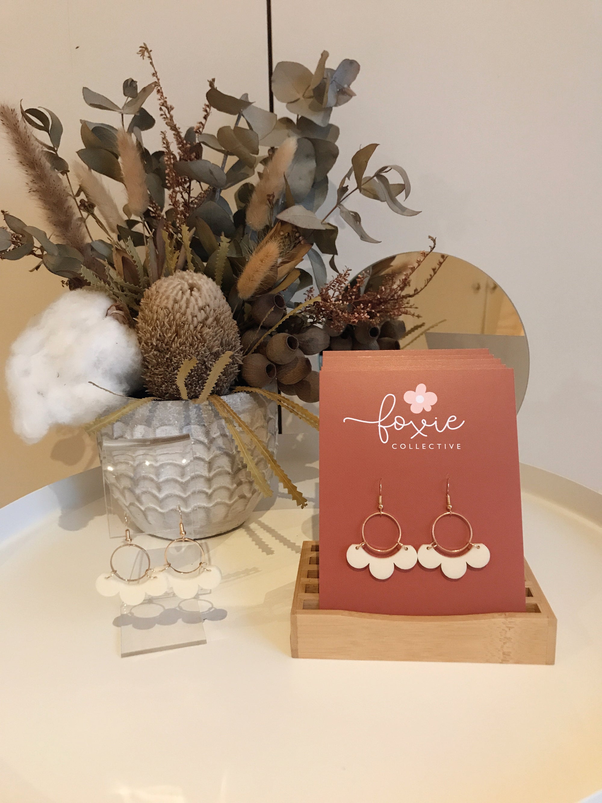 Elise Earrings | Cream + Gold