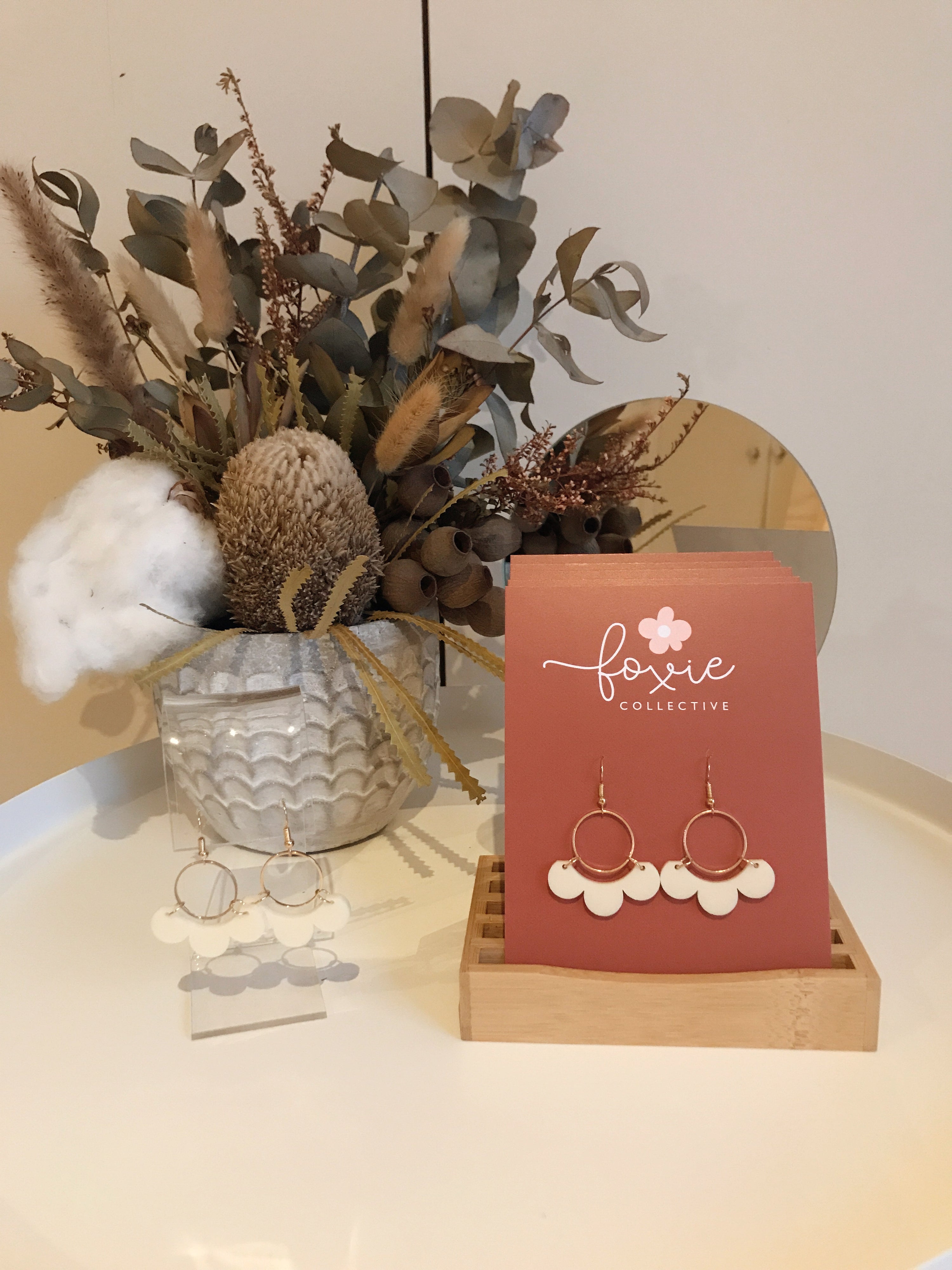 Elise Earrings | Cream + Gold