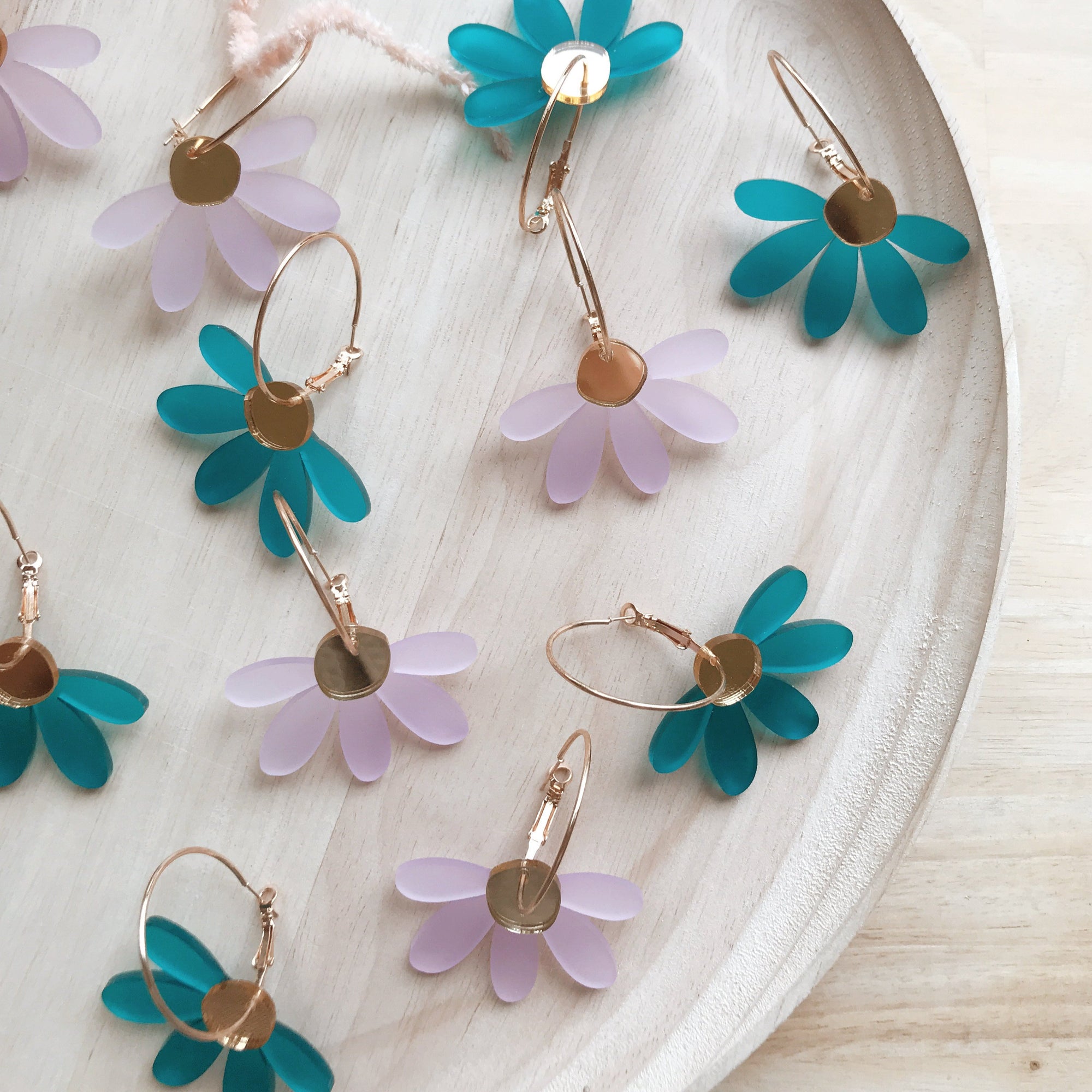 Jumbo Daisy Hoop Earrings | Frosted Lilac + Gold