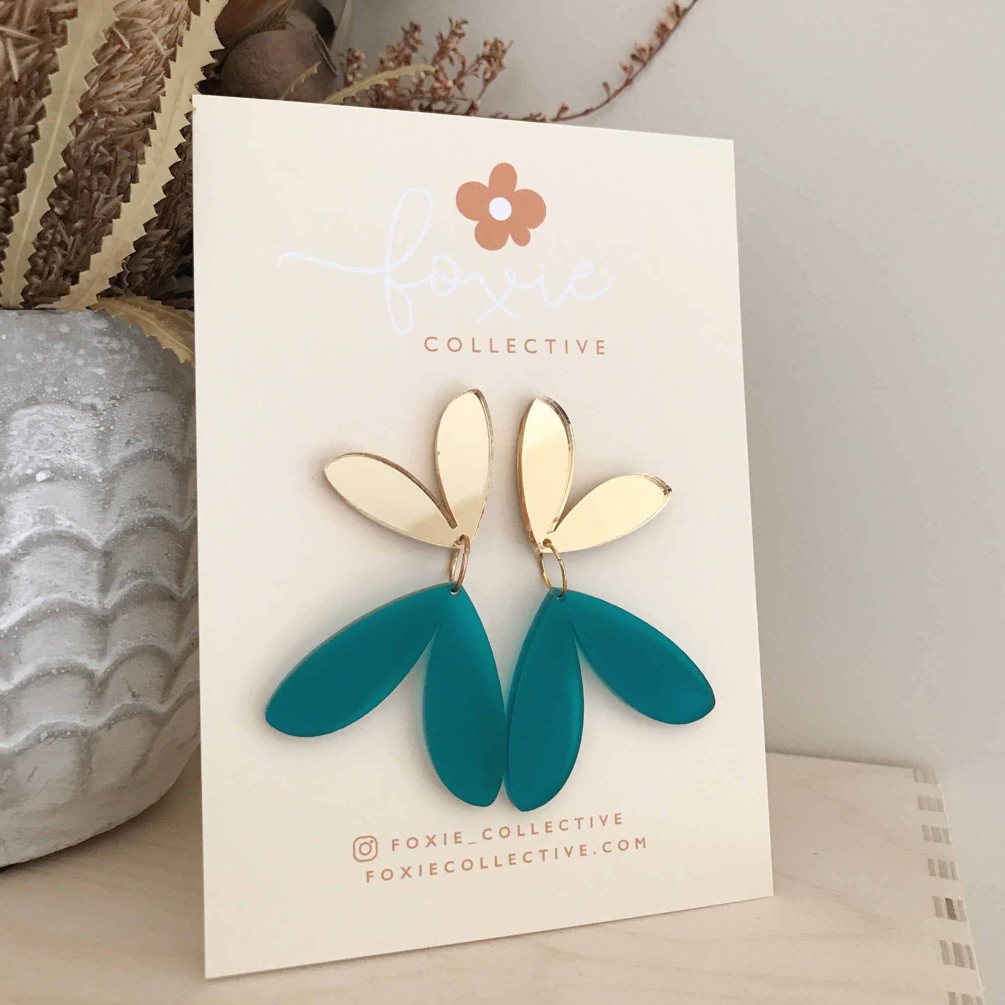 The Love Bug Dangles | Frosted Teal + Gold