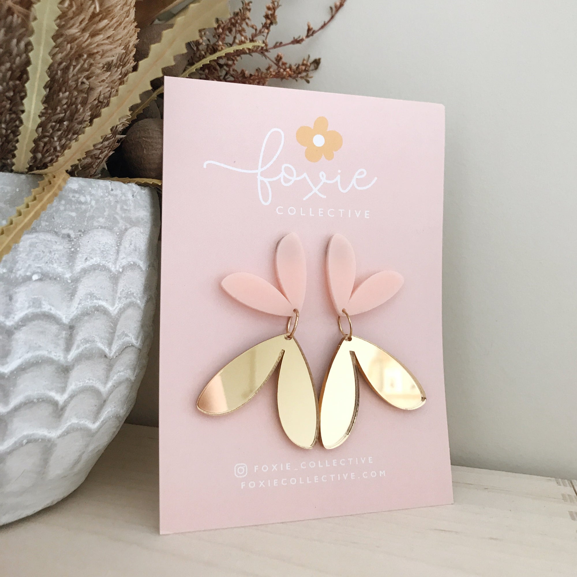 The Love Bug Dangles | Pale Pink + Gold