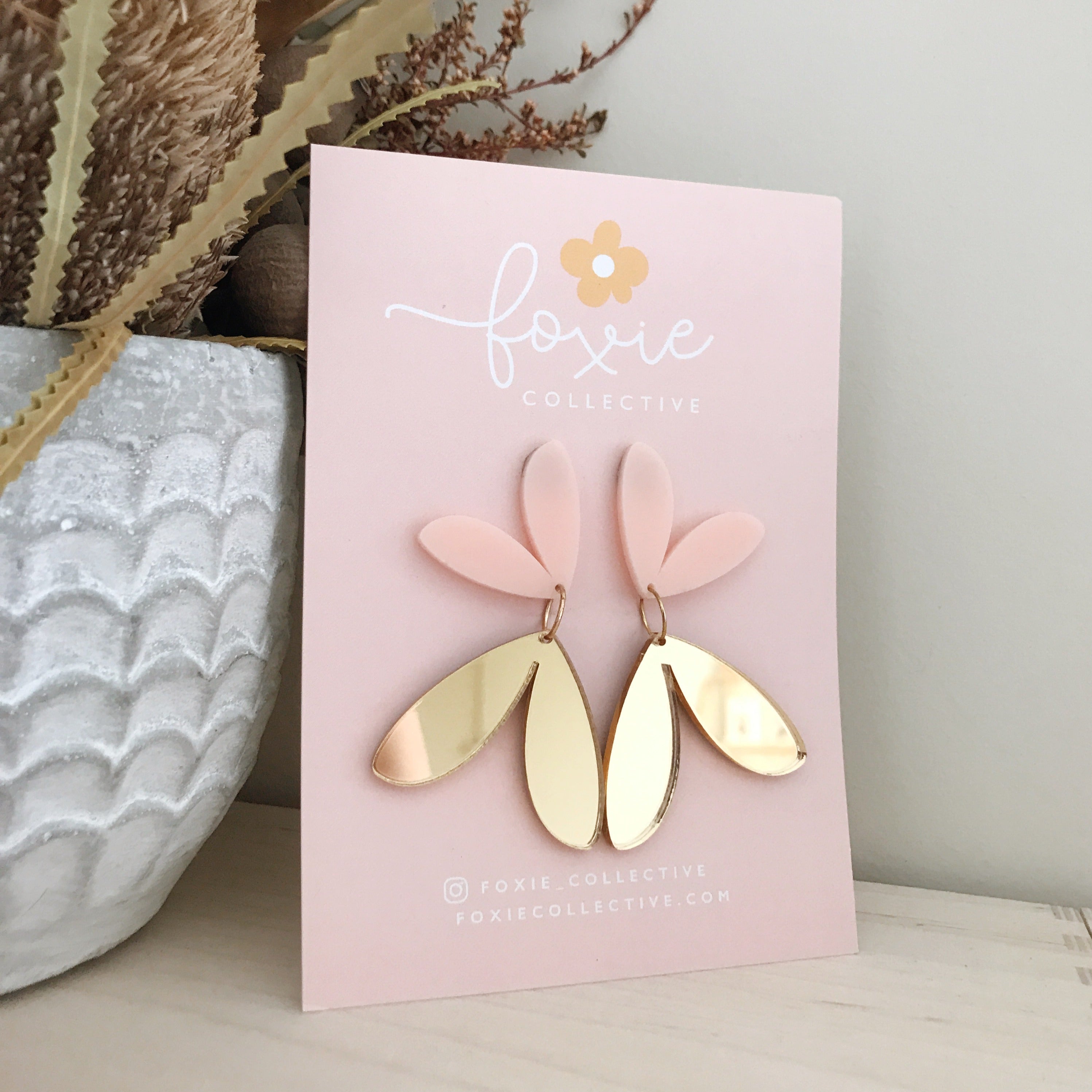 The Love Bug Dangles | Pale Pink + Gold