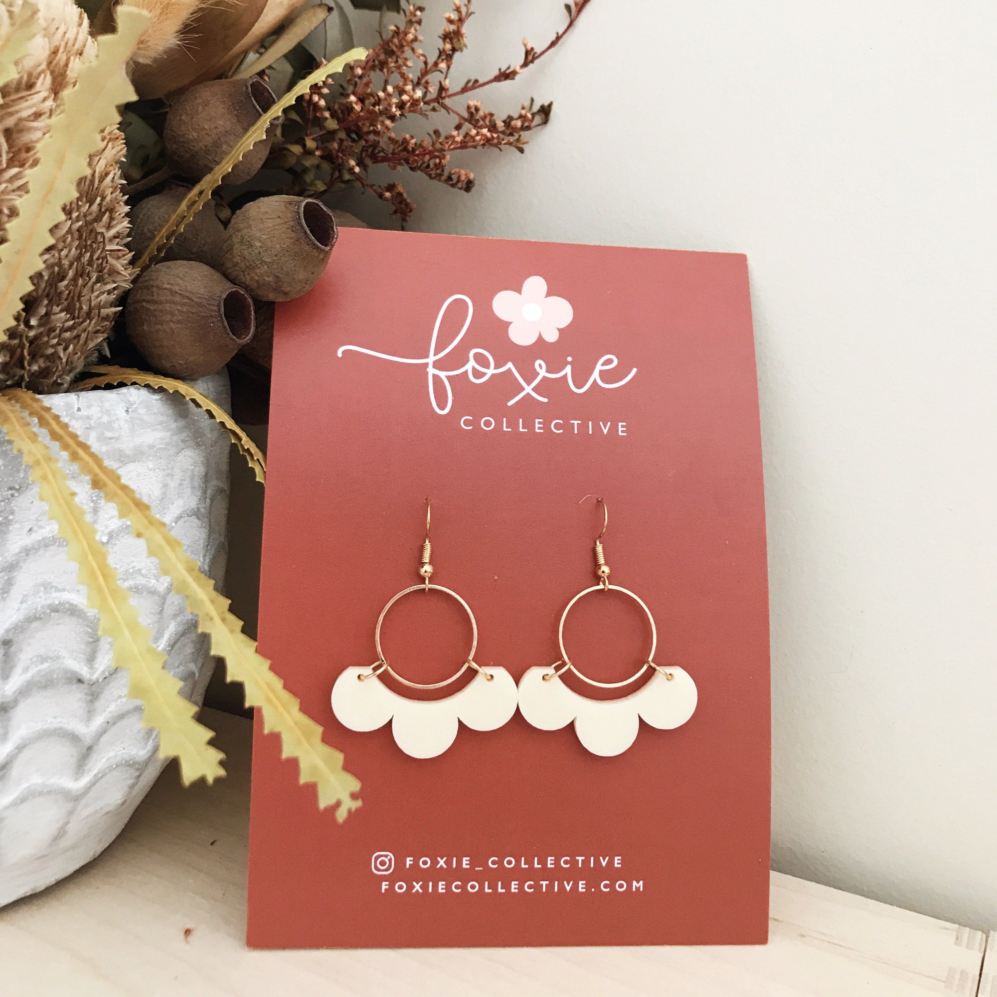 Elise Earrings | Cream + Gold
