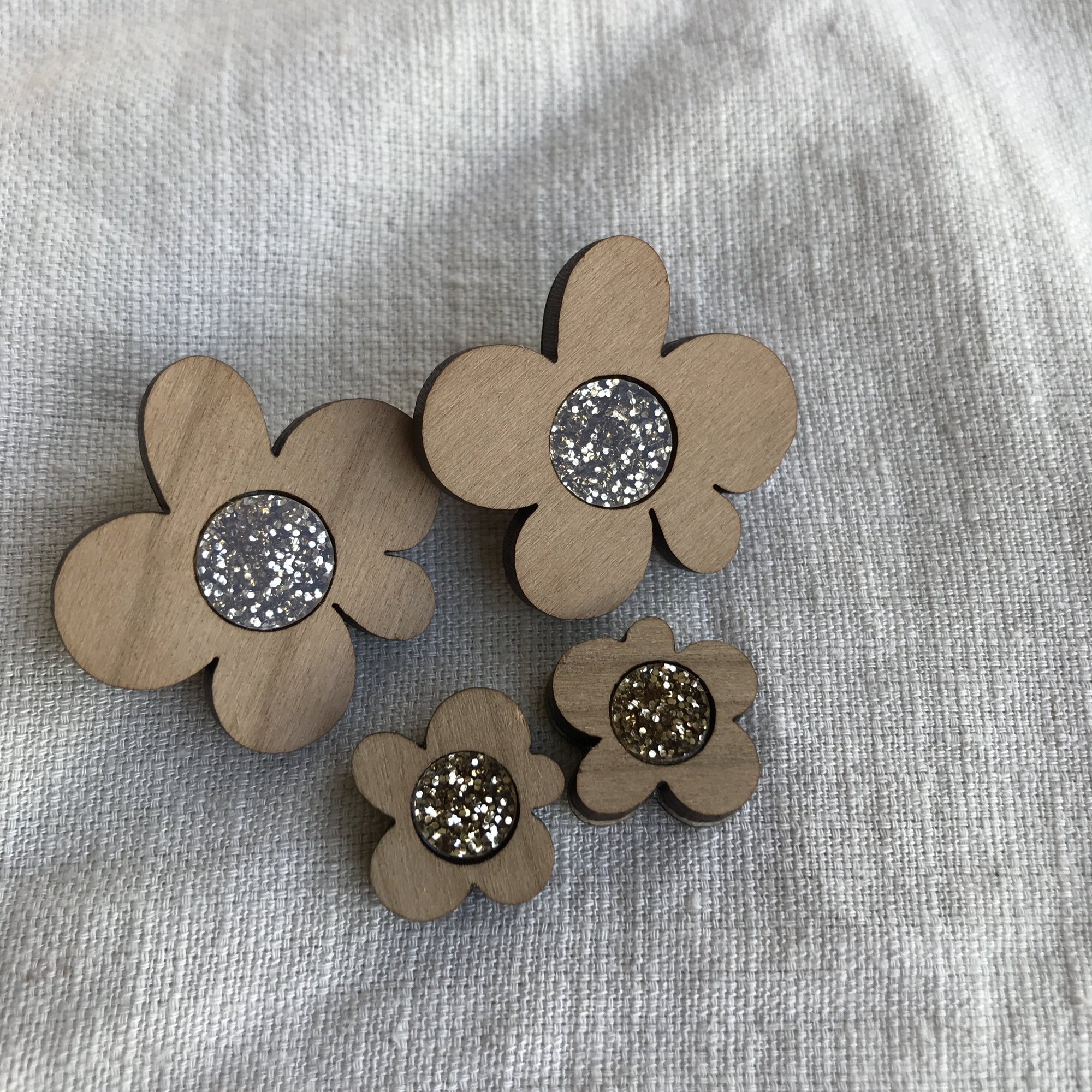 Moon Flower Statement Stud Earrings | Cherrywood + Gold Glitter