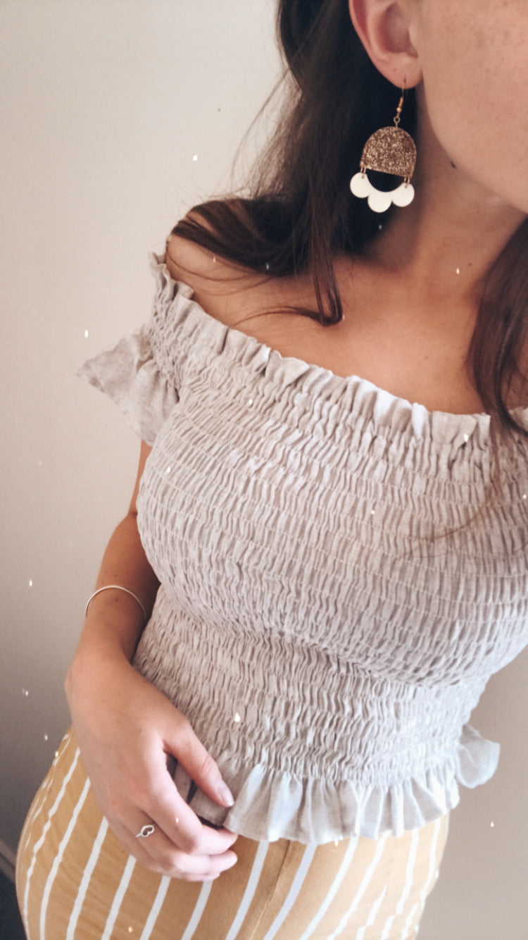Marlie Dangle Earrings | Gold Glitter + Cream
