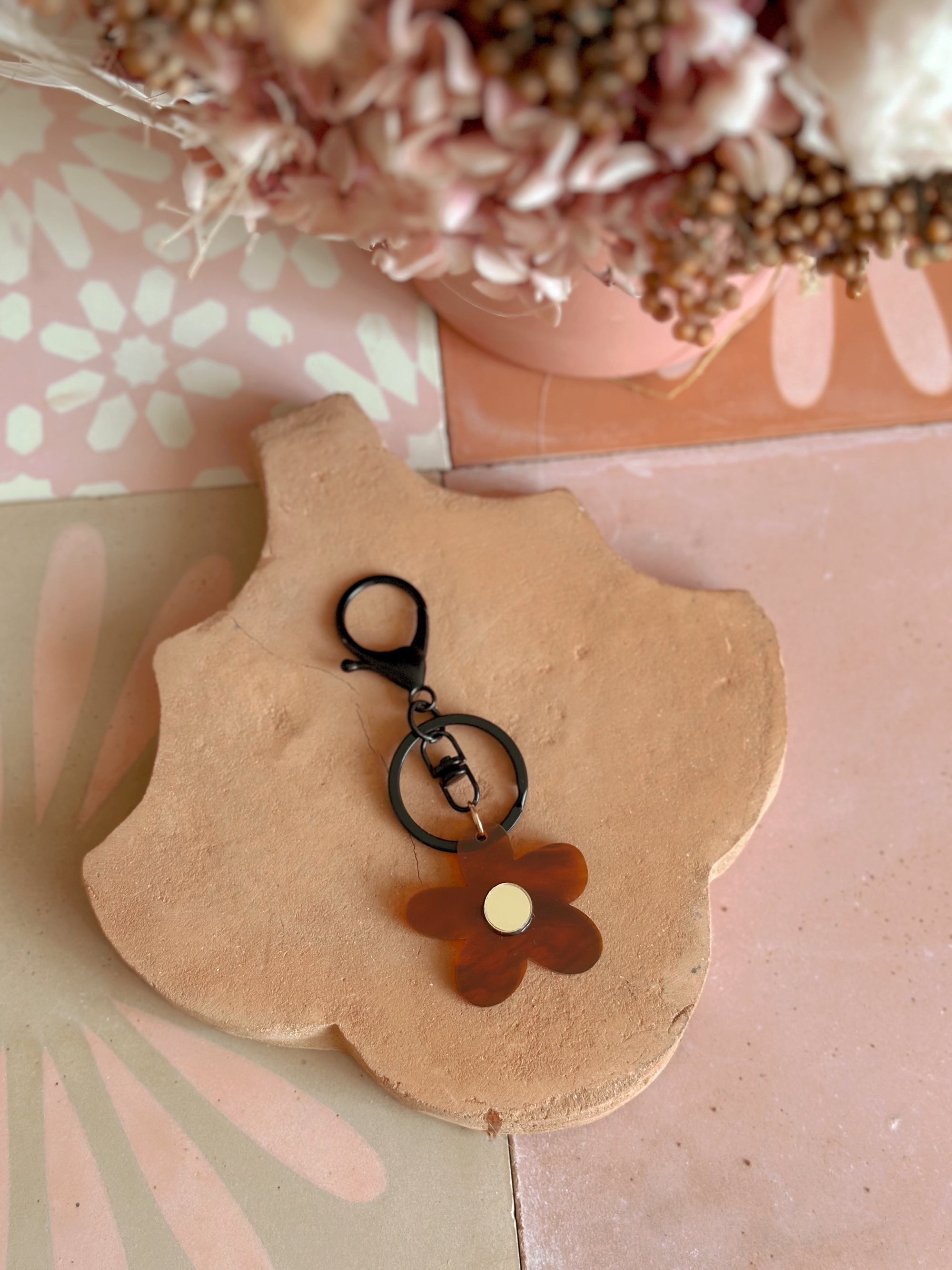 Flower Keyring | Tortoise Shell + Gold