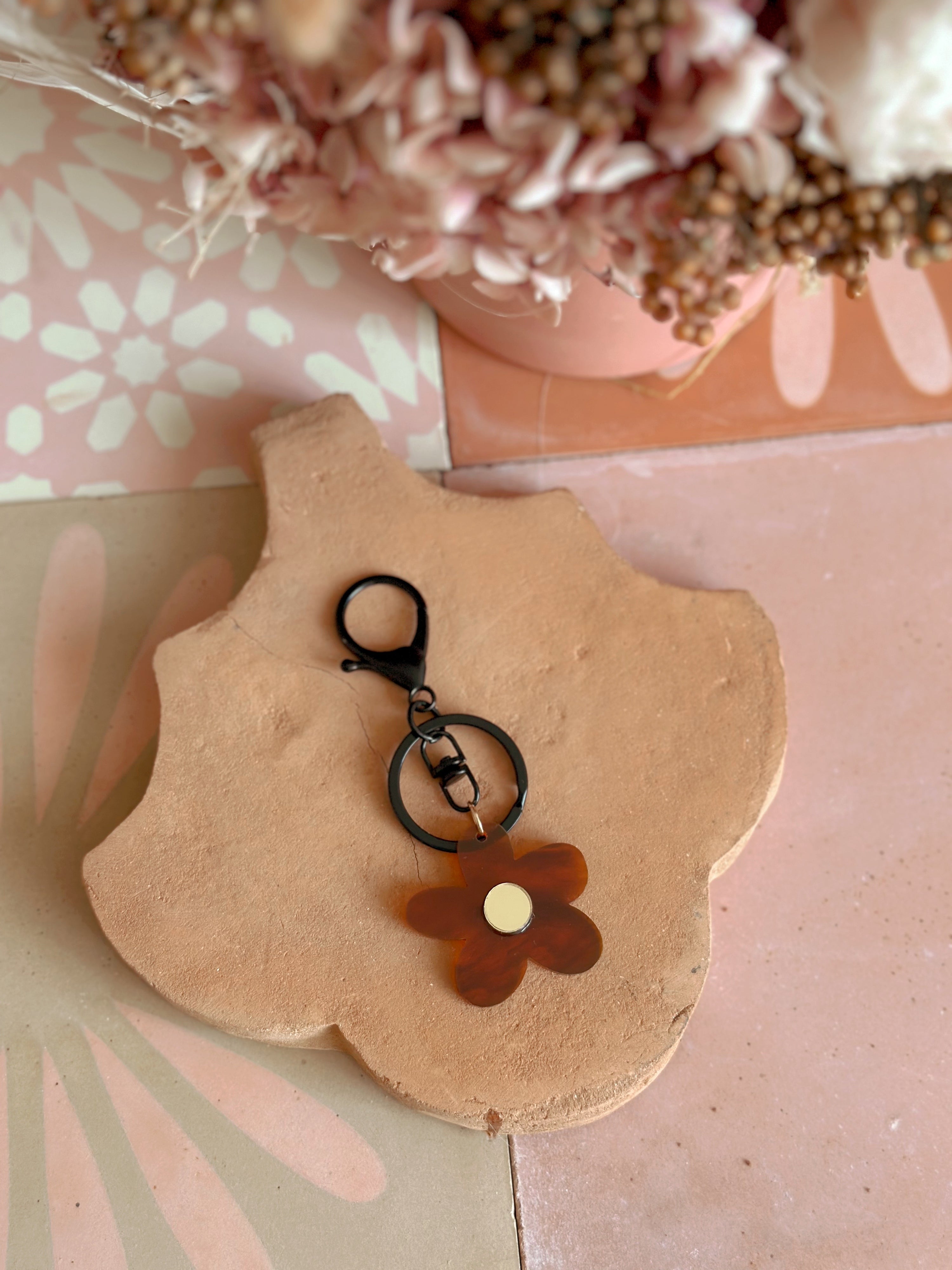 Flower Keyring | Tortoise Shell + Gold